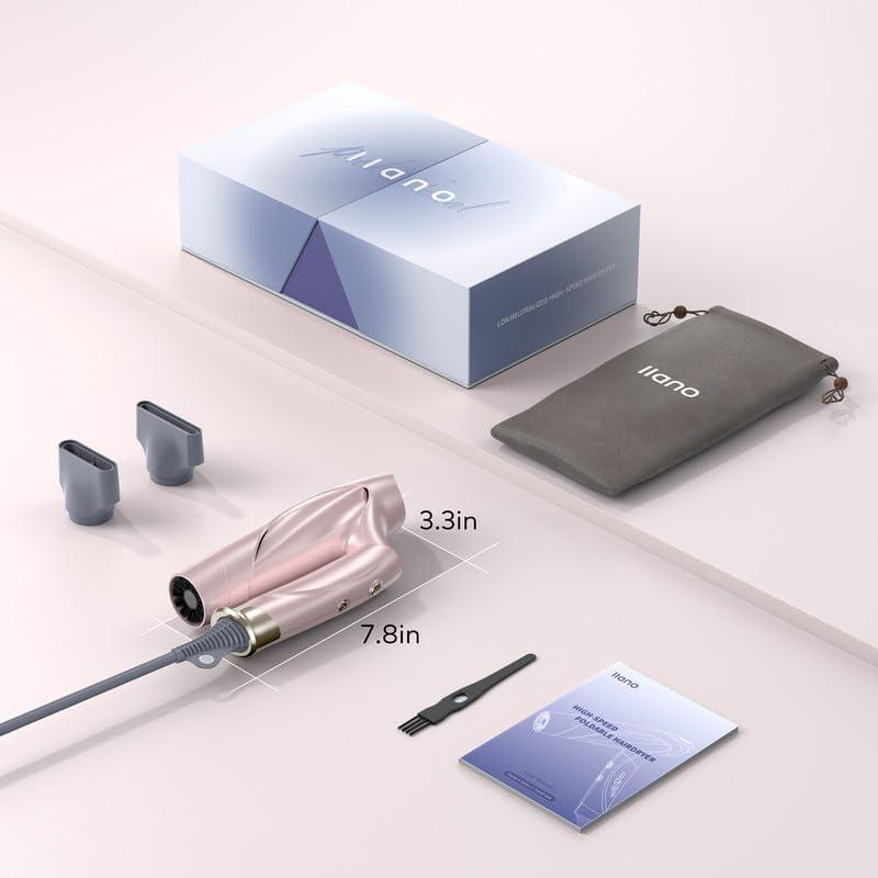 Secador de Pelo Iónico Llano 1400W Sin Escobillas Rosa Claro