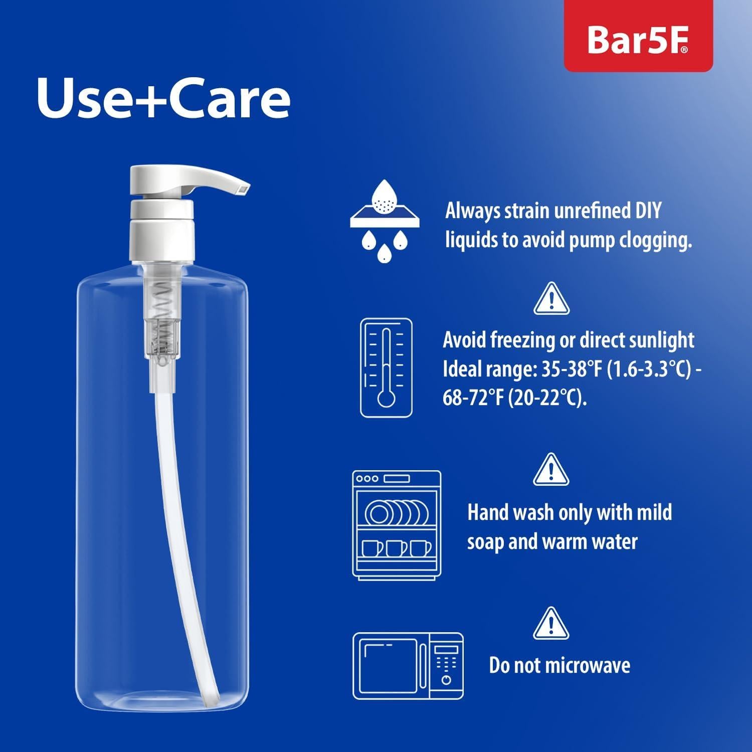 Botella de bomba Bar5F 1L cristal claro libre de BPA