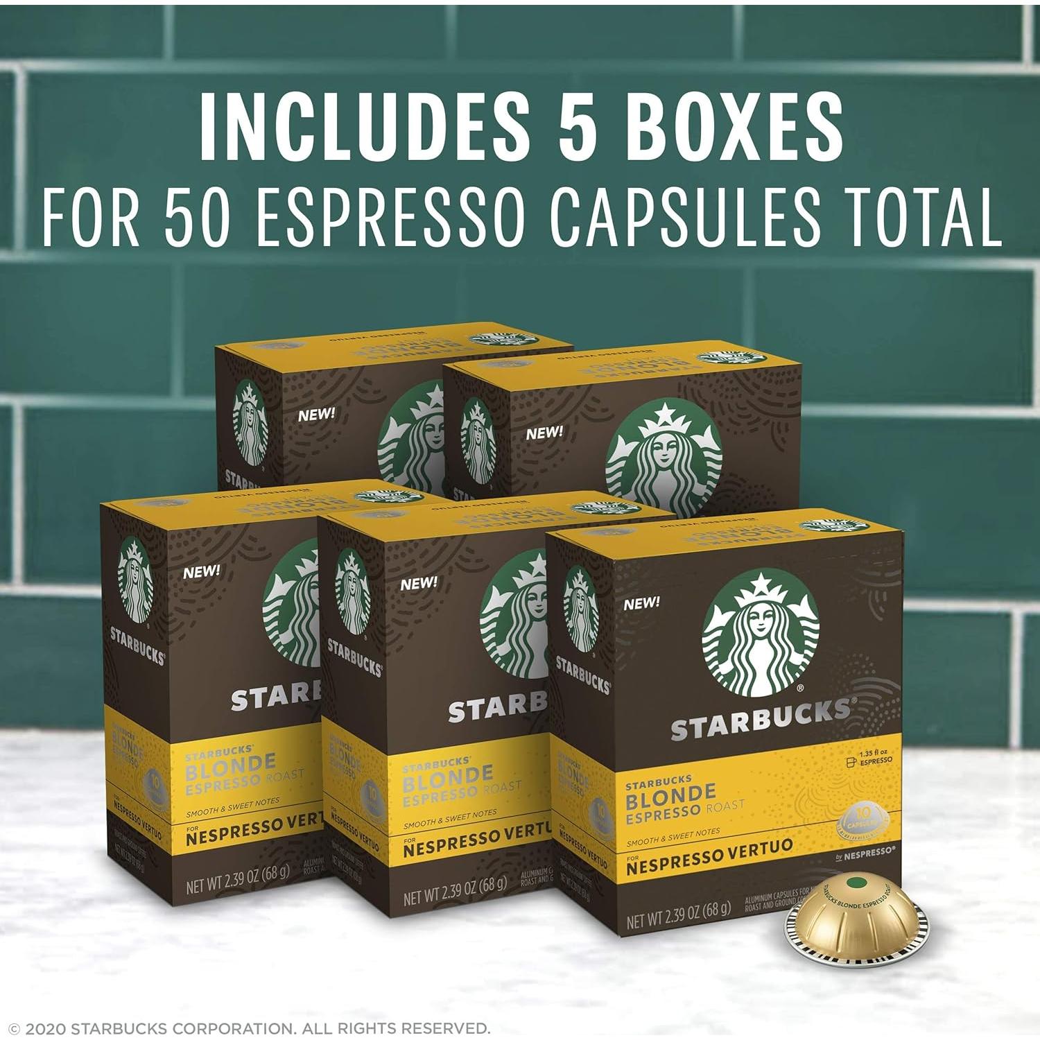 Cápsulas de Café Espresso Tostado Claro Starbucks 50 Unidades