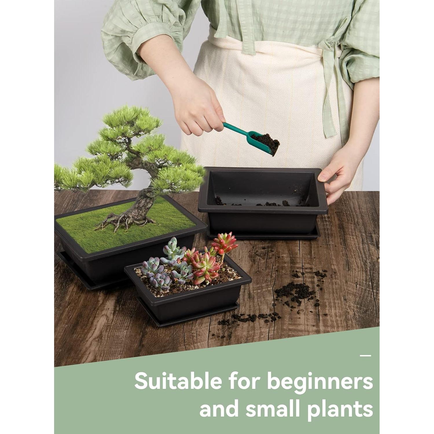 8 Macetas de Entrenamiento Bonsai PAMASE con Bandeja Drenaje