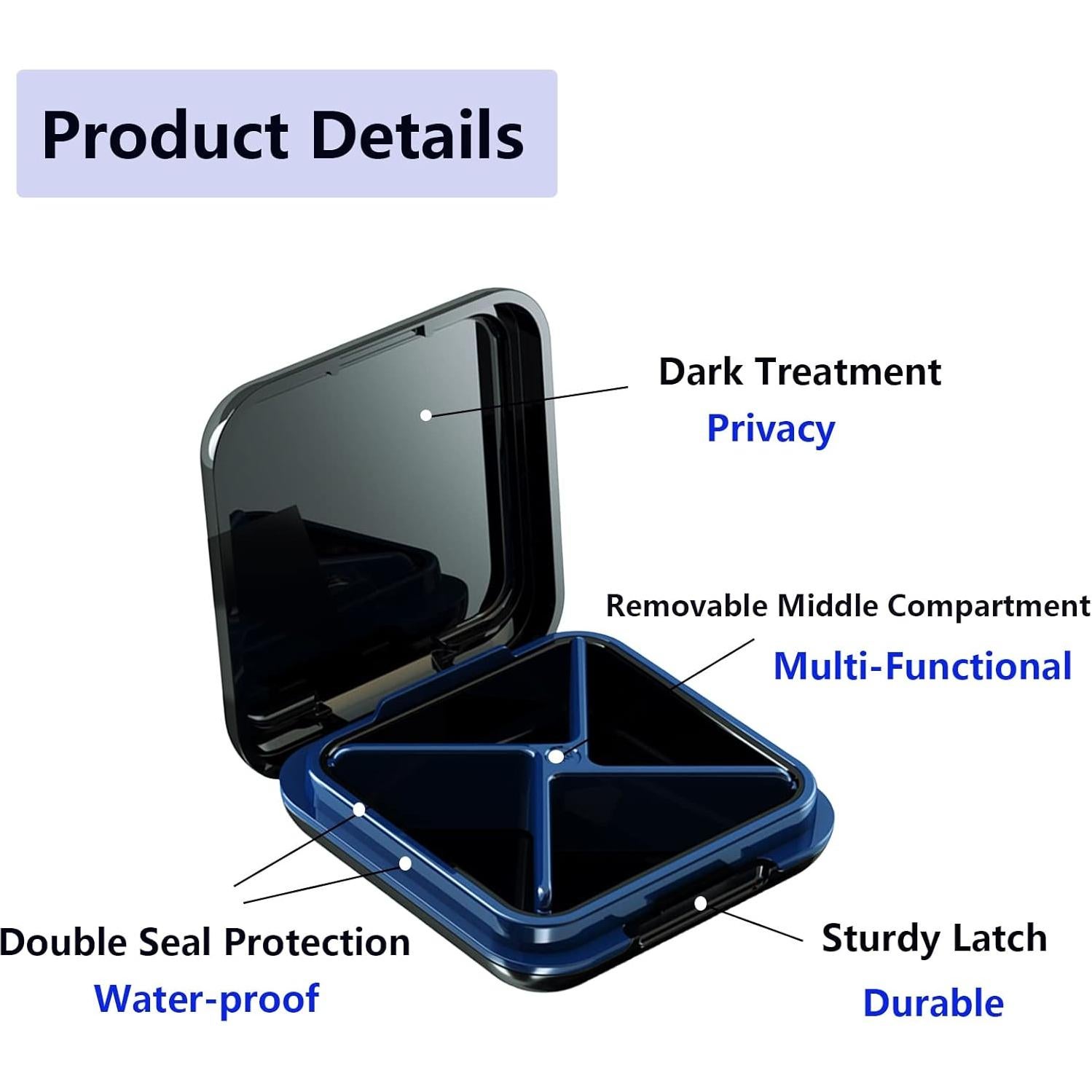 Caja de Pastillas Pequeña Impermeable MOODKEY - 4 Compartimentos