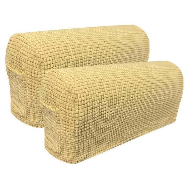 Cubiertas de Reposabrazos de Sofá Garayma 4 Pzas Beige Antideslizantes