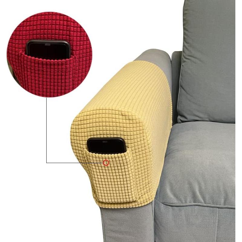 Cubiertas de Reposabrazos de Sofá Garayma 4 Pzas Beige Antideslizantes