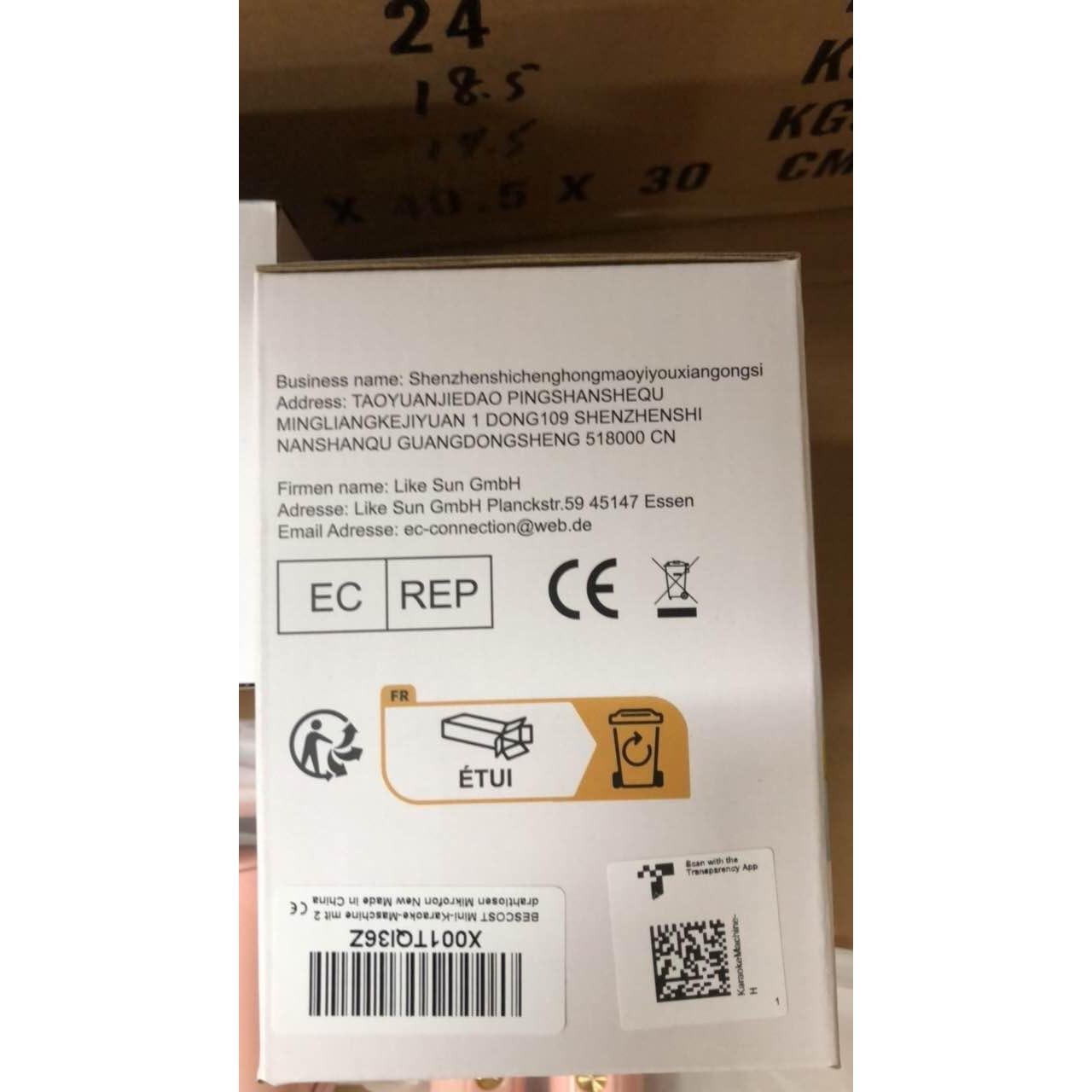 Mini máquina de karaoke BESCOST rosa con 2 micrófonos