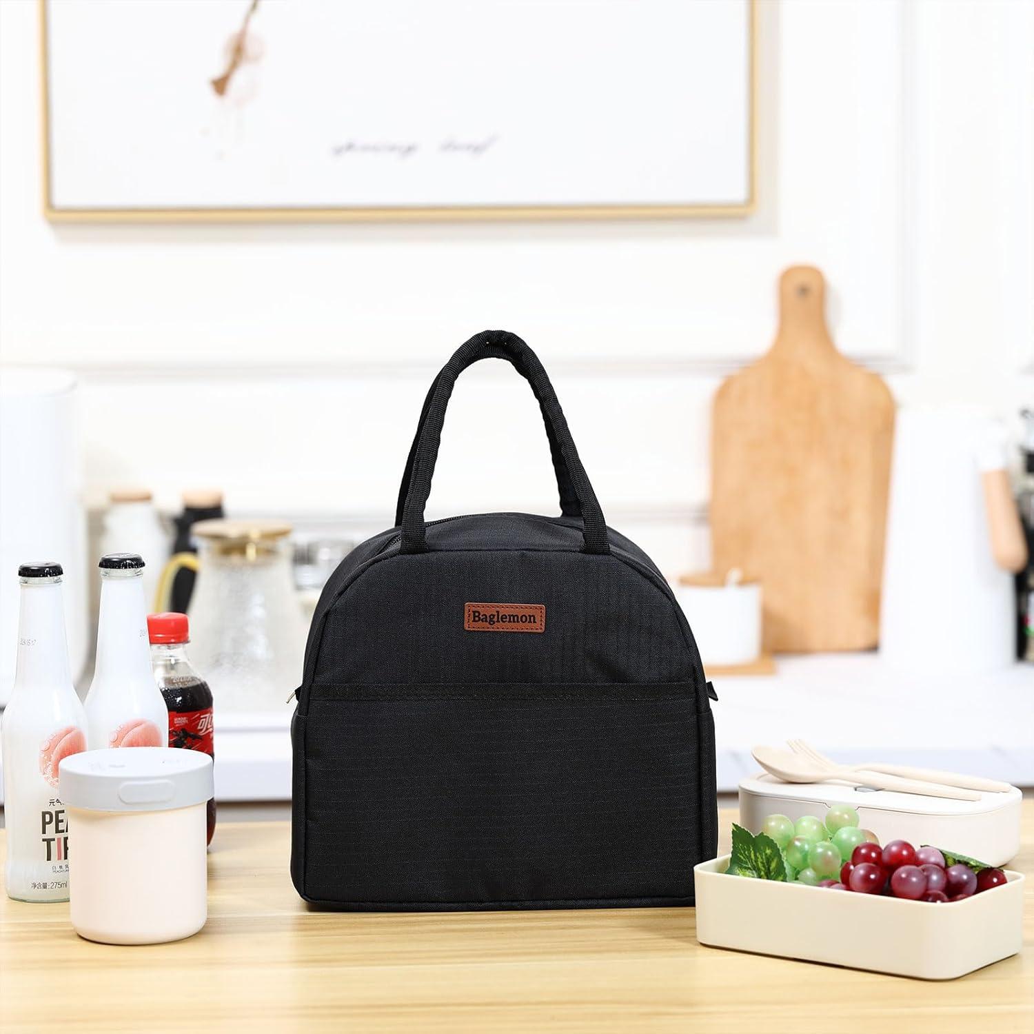 Bolsa de Almuerzo Aislada Baglemon Negra 8.97L Impermeable