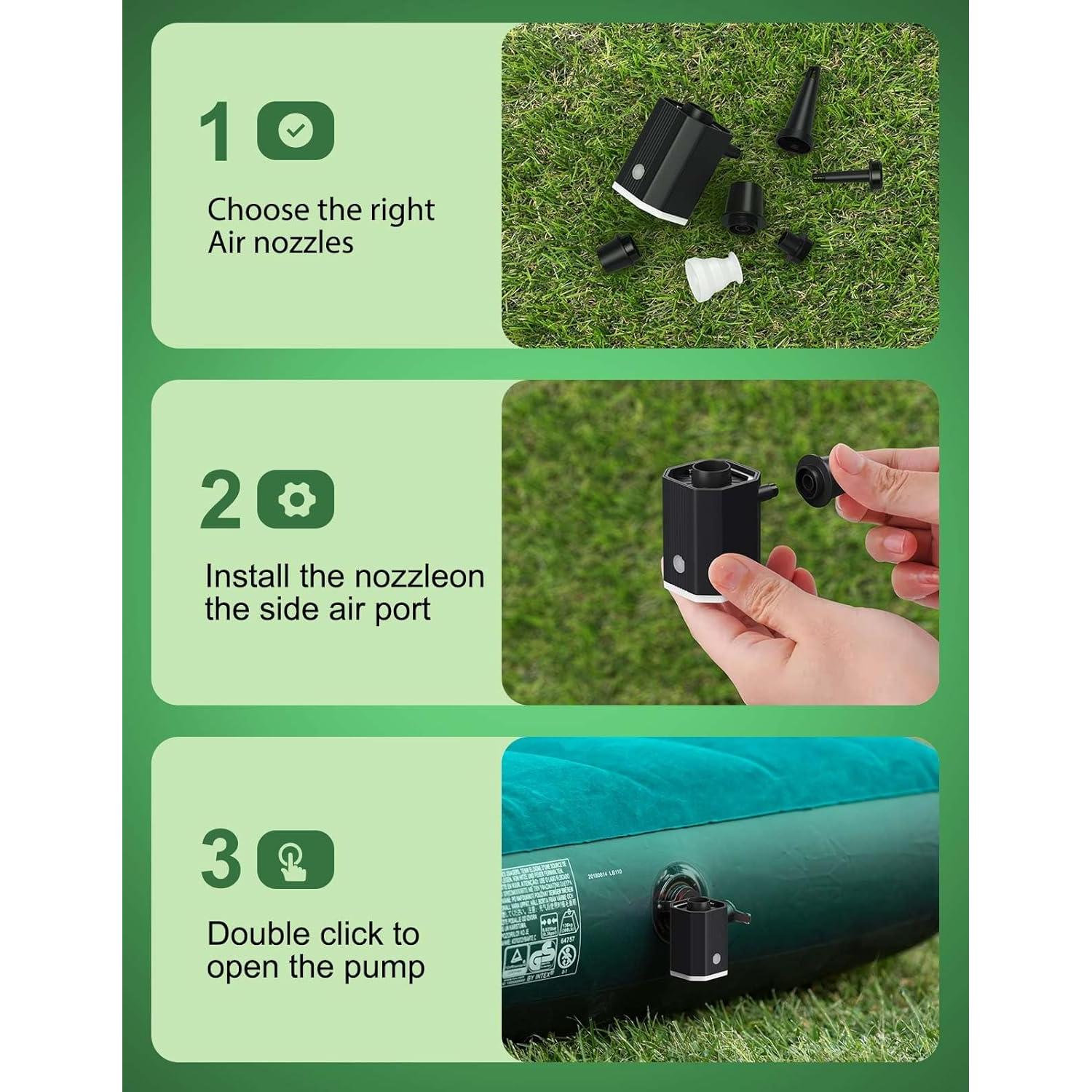 Bomba de Aire Portátil HLOVEB 1600mAh Recargable para Inflables