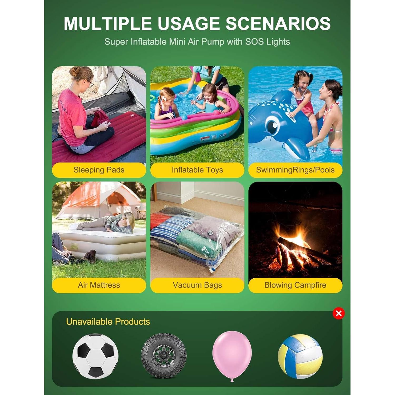 Bomba de Aire Portátil HLOVEB 1600mAh Recargable para Inflables