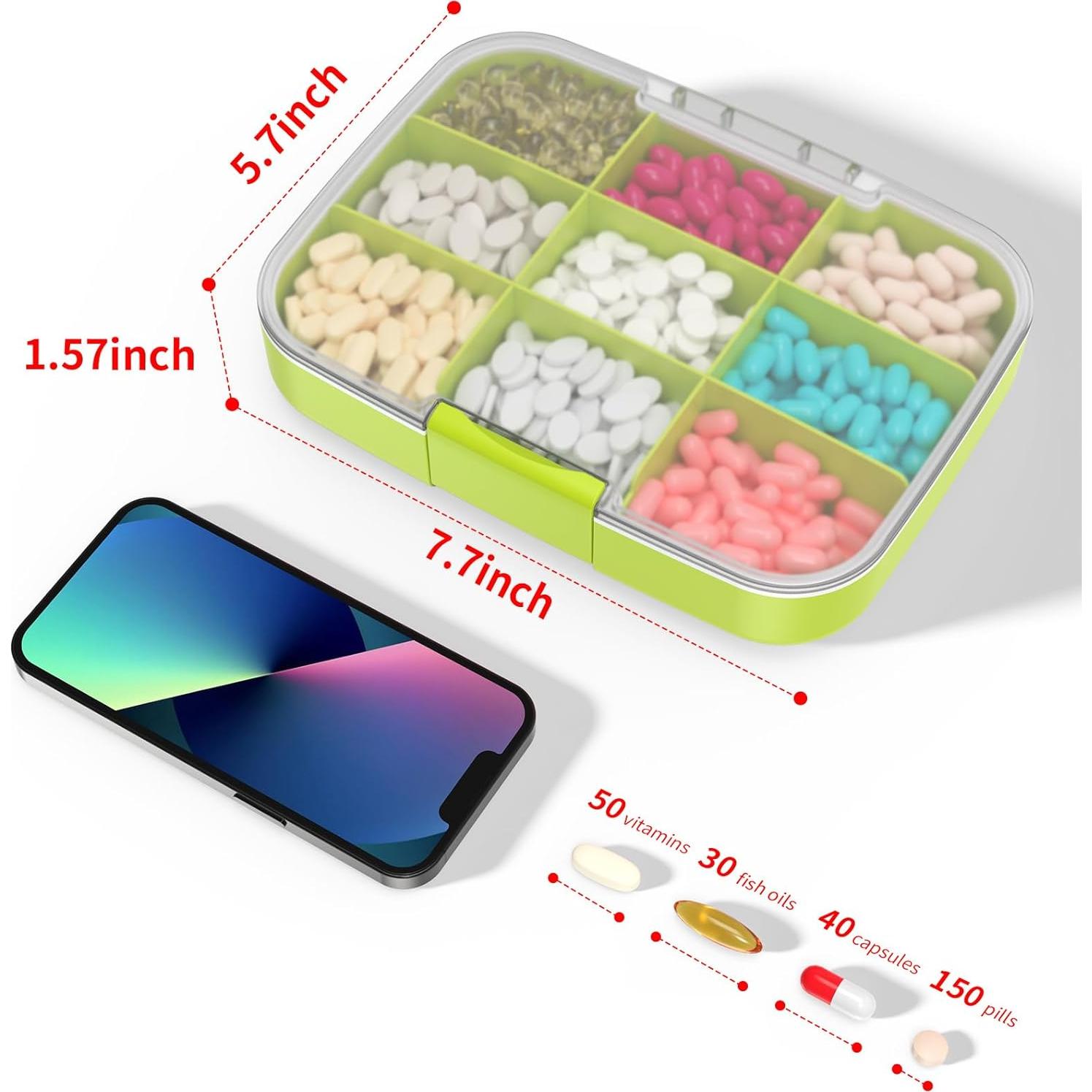 Organizador de Pastillas Restree Grande 9 Compartimentos Verde