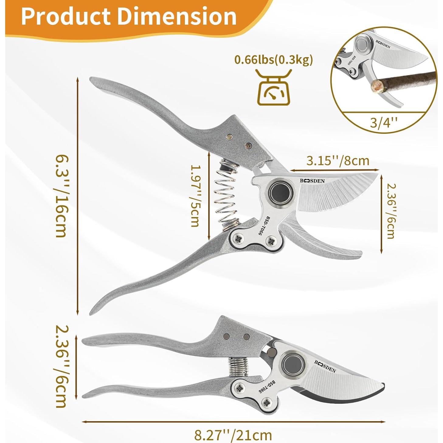 Tijeras de Podar Bypass BOOSDEN 22mm Acero SK5 0.29kg