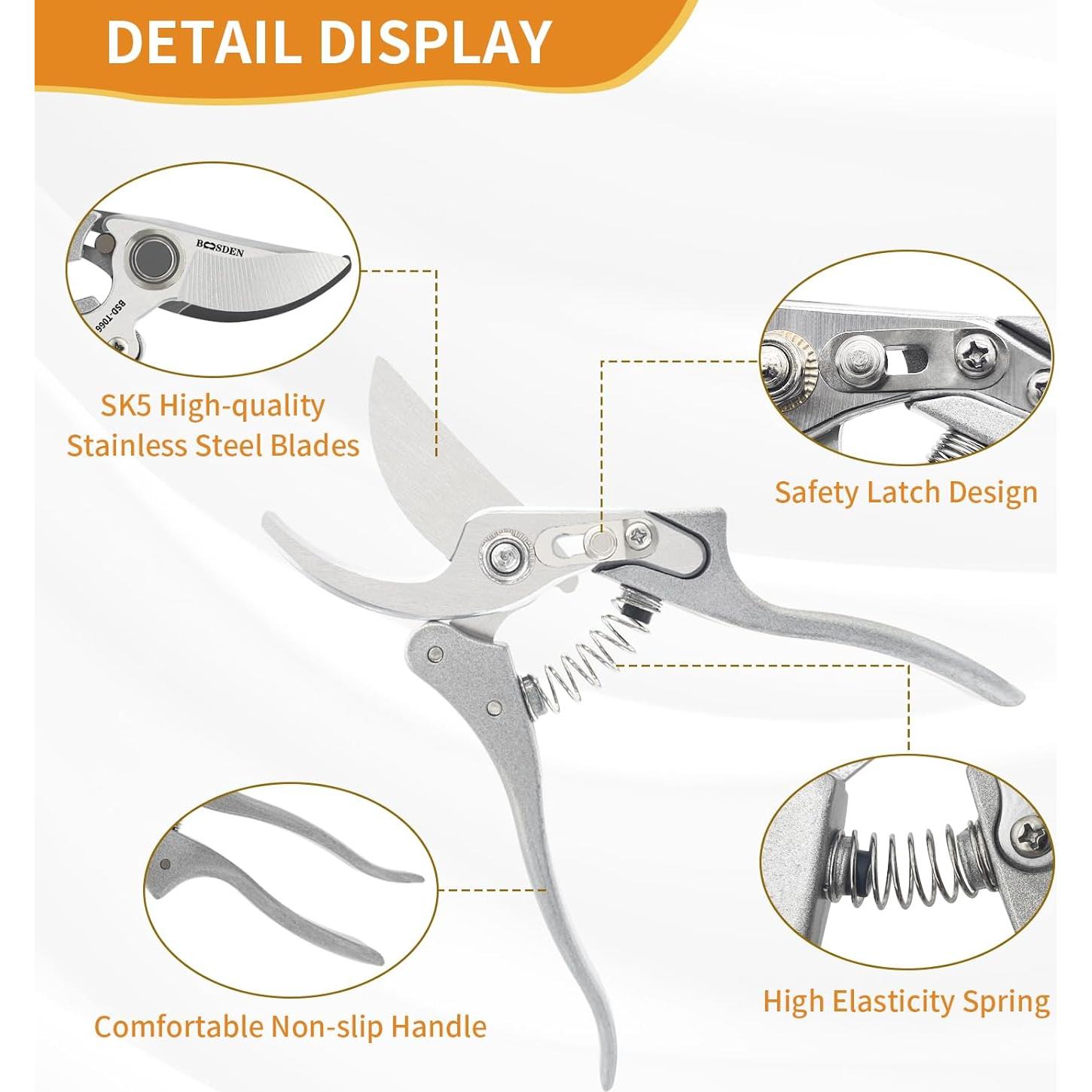 Tijeras de Podar Bypass BOOSDEN 22mm Acero SK5 0.29kg
