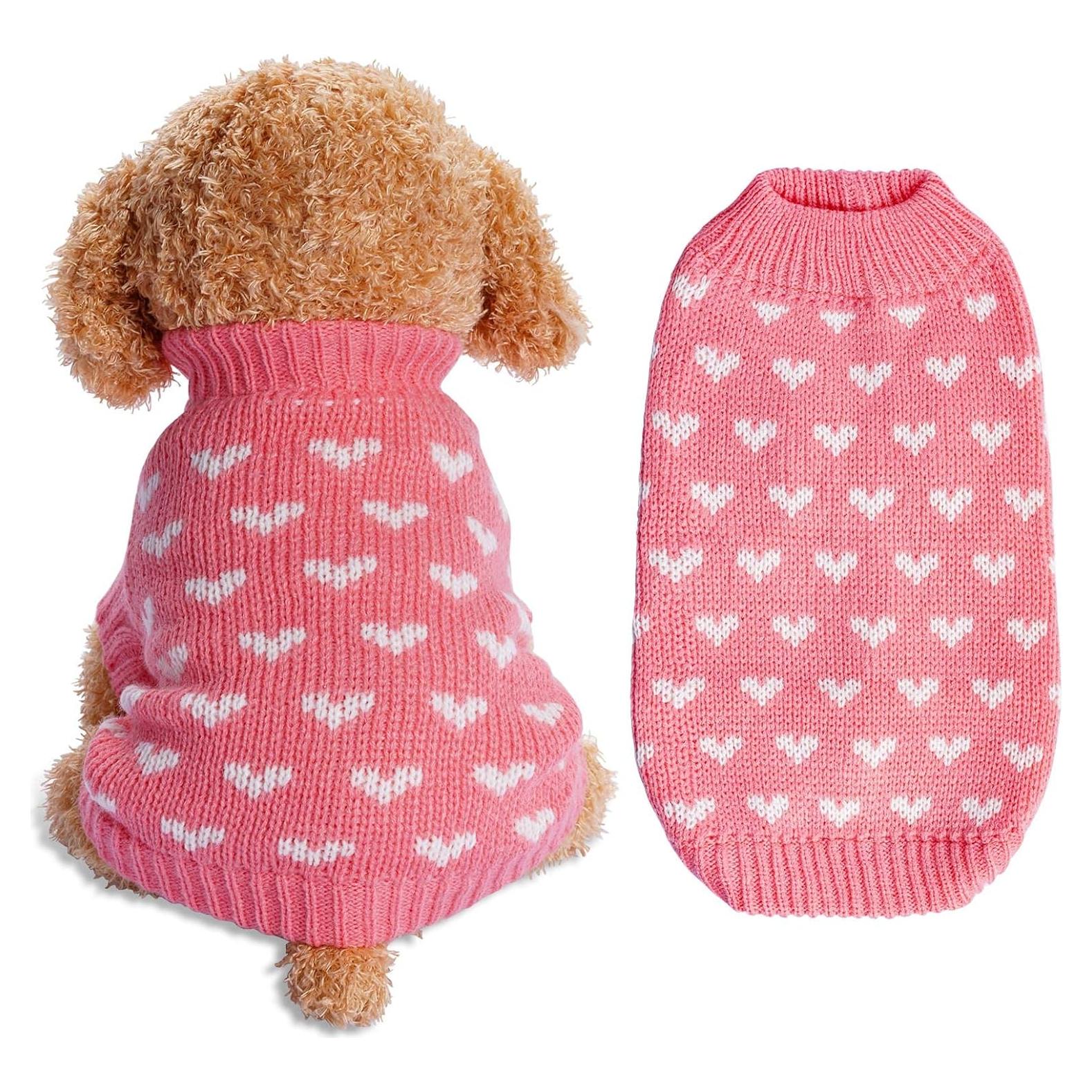 Suéter para Perro Dxhycc Rosa Talla S Patrón Corazón