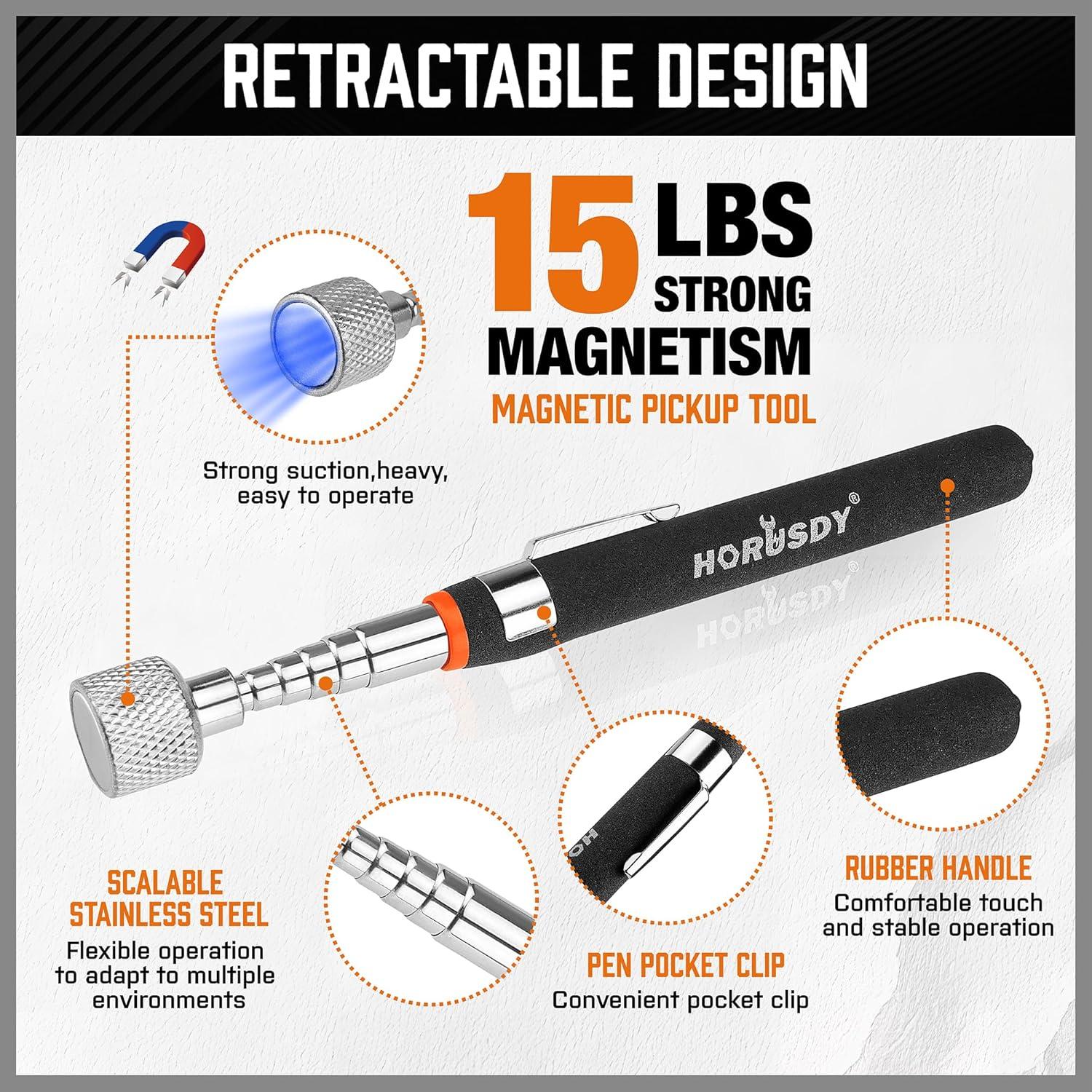 Herramienta de Recogida Magnética HORUSDY 4 Piezas 6.8 kg