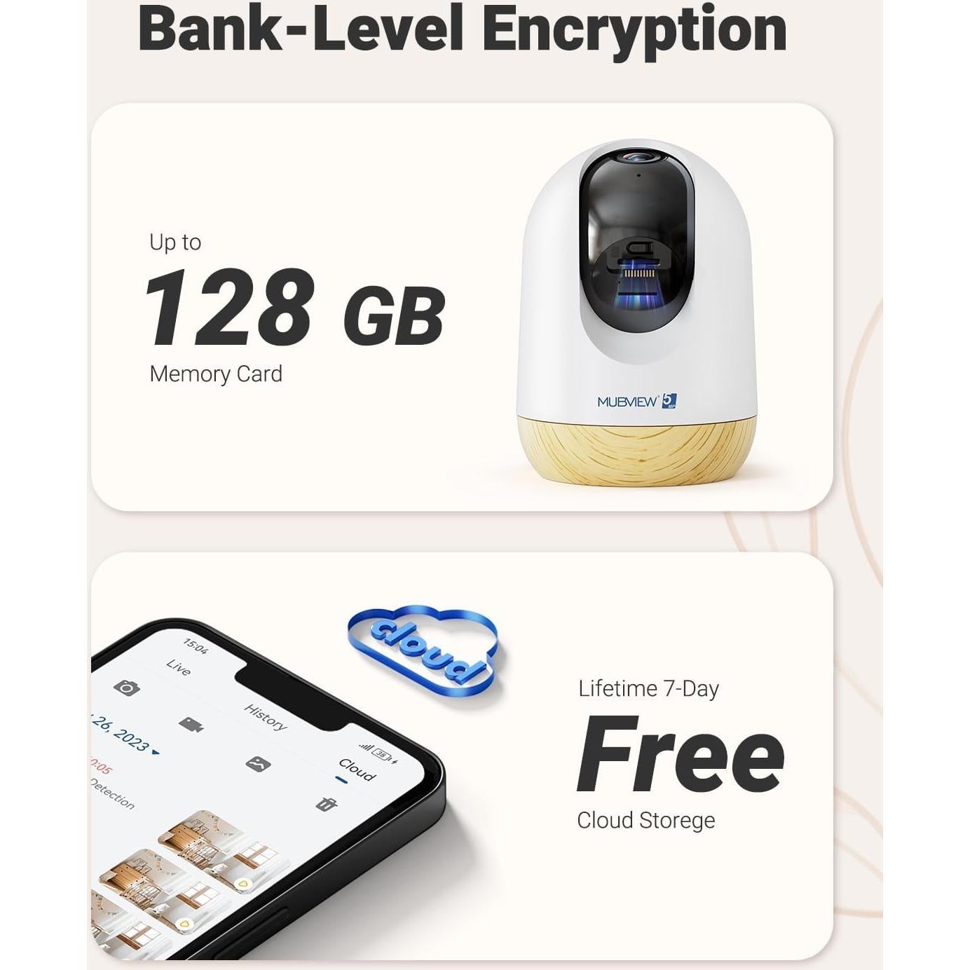 Cámara de Seguridad MUBVIEW 5MP WiFi Interior 360°