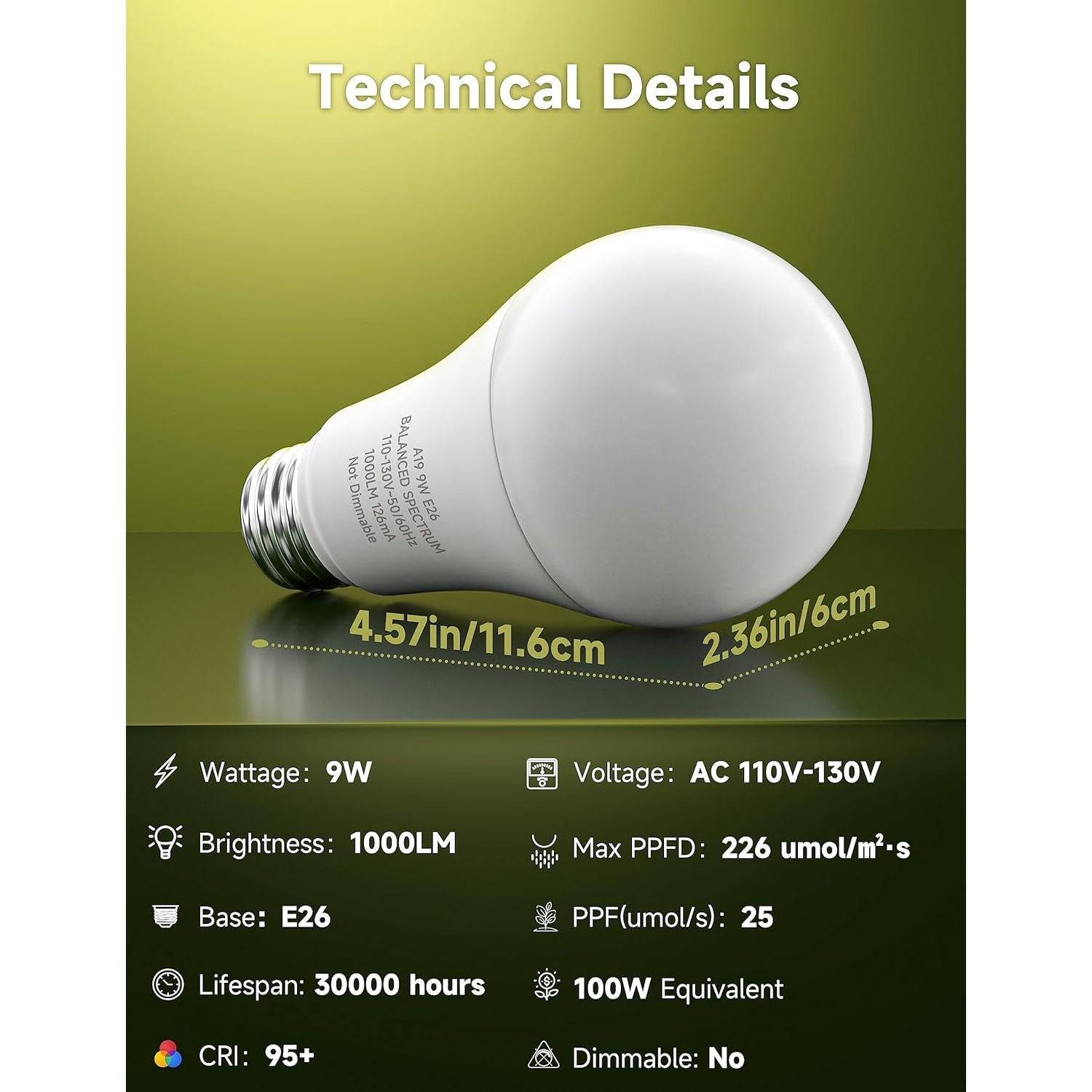 Bombillas de Crecimiento UNILAMPRO 9W Espectro Completo E26