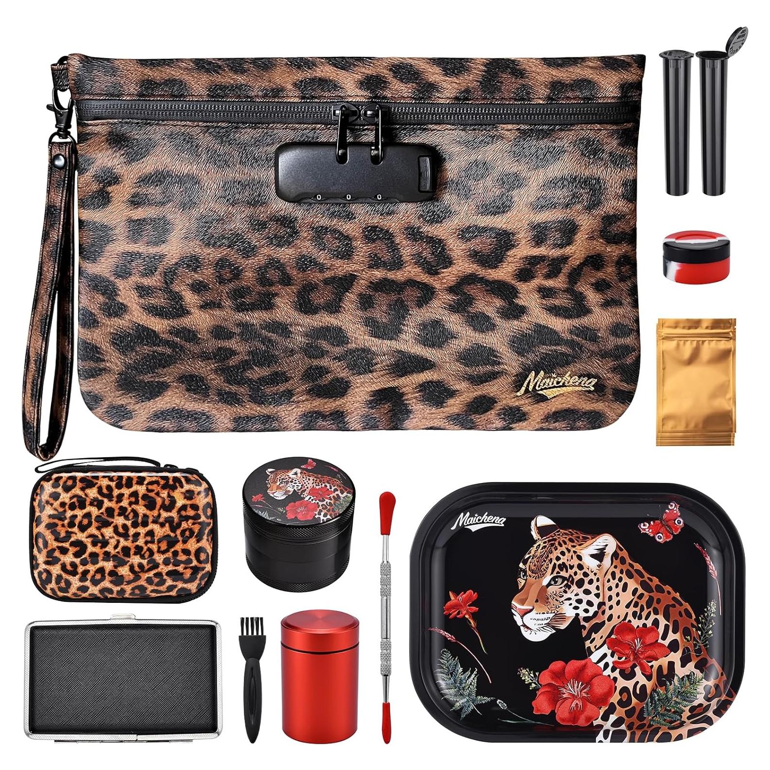 Bolsa de Almacenamiento MAICHENG Leopardo con Cerradura 27.94x19.05cm