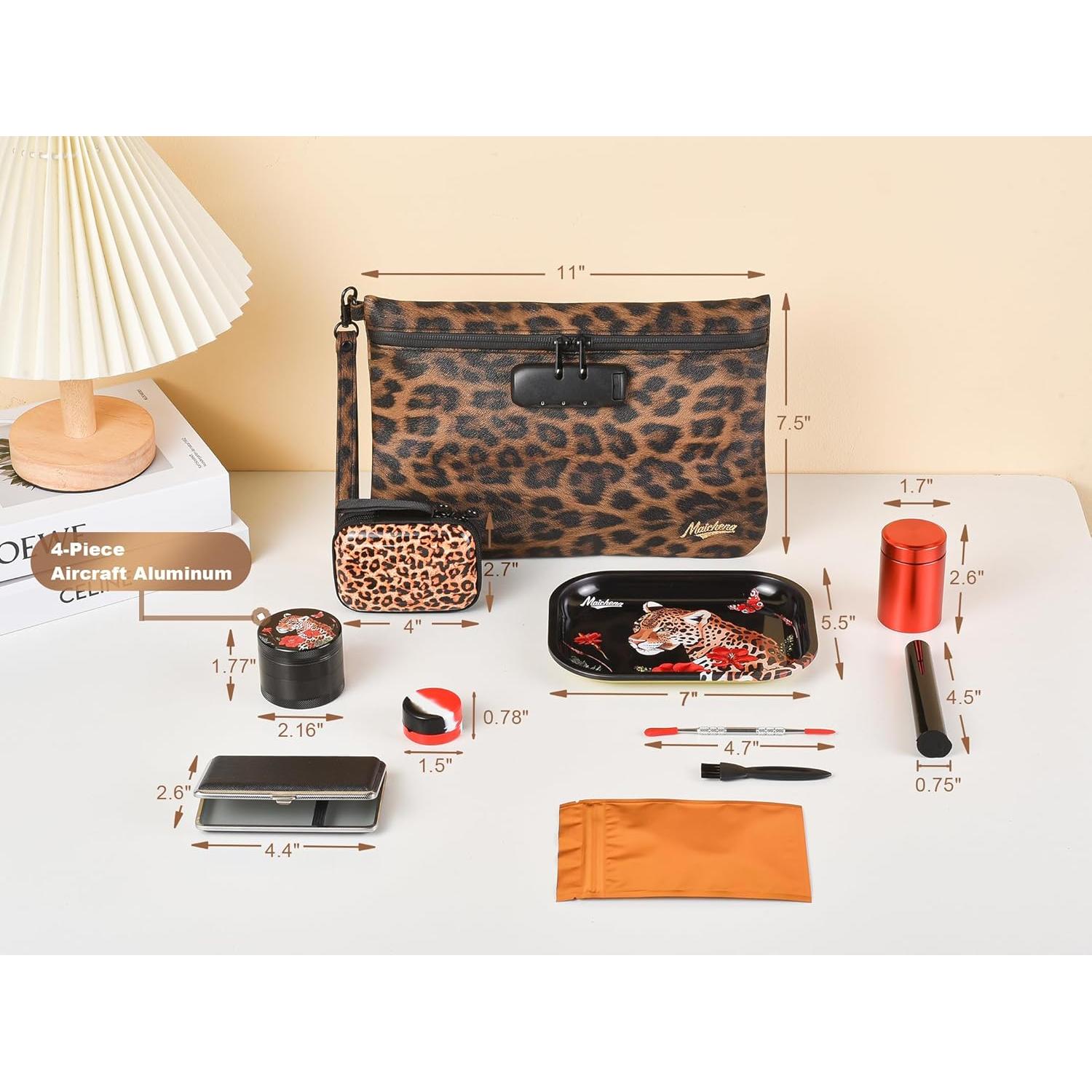 Bolsa de Almacenamiento MAICHENG Leopardo con Cerradura 27.94x19.05cm