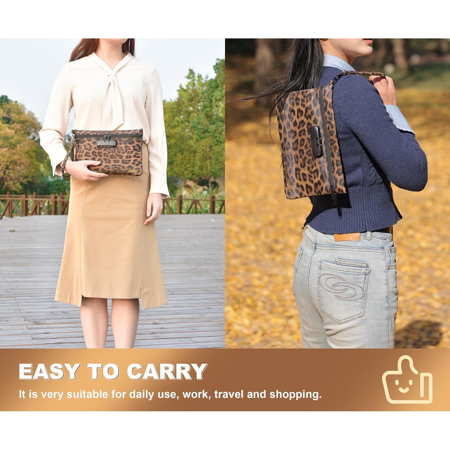 Bolsa de Almacenamiento MAICHENG Leopardo con Cerradura 27.94x19.05cm