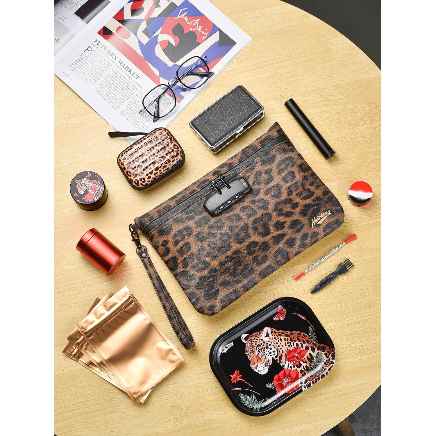 Bolsa de Almacenamiento MAICHENG Leopardo con Cerradura 27.94x19.05cm