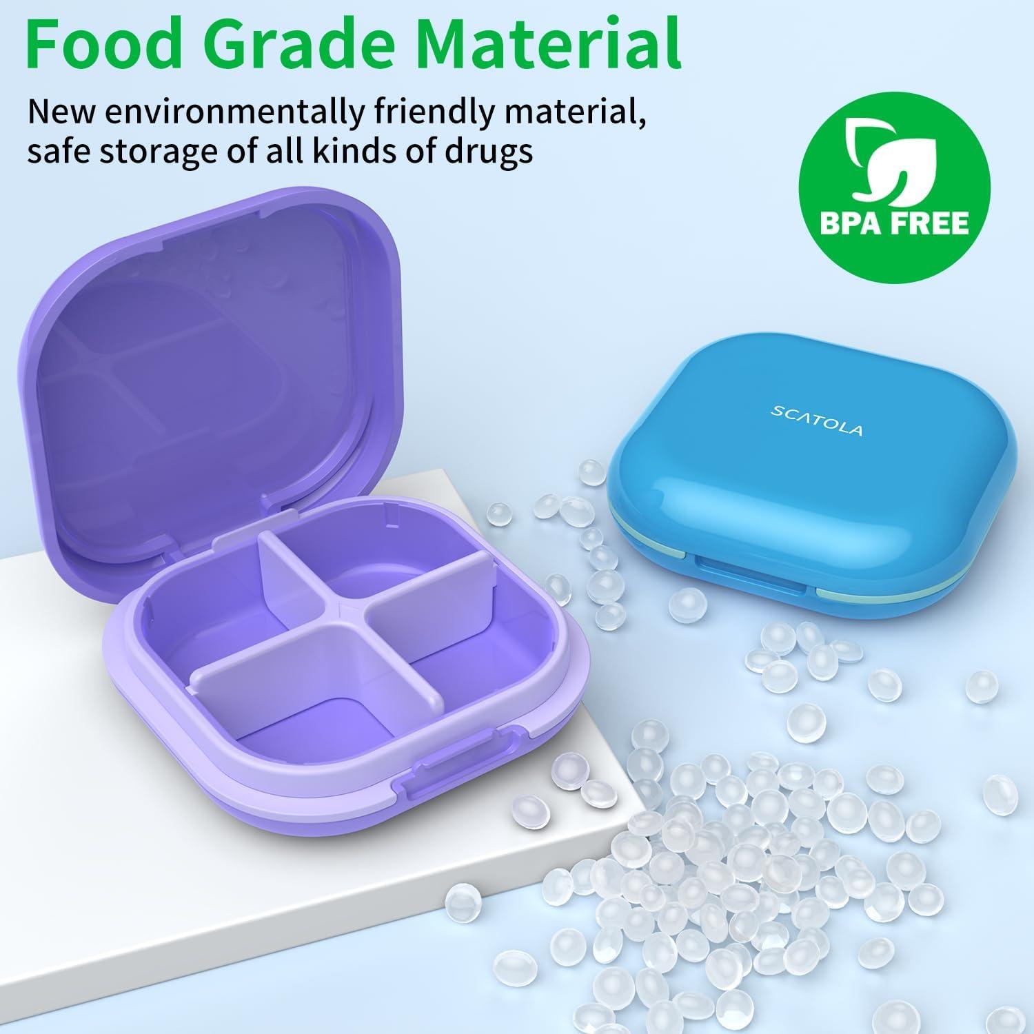 Organizador de Pastillas TecQach Negro 4 Compartimentos Portátil