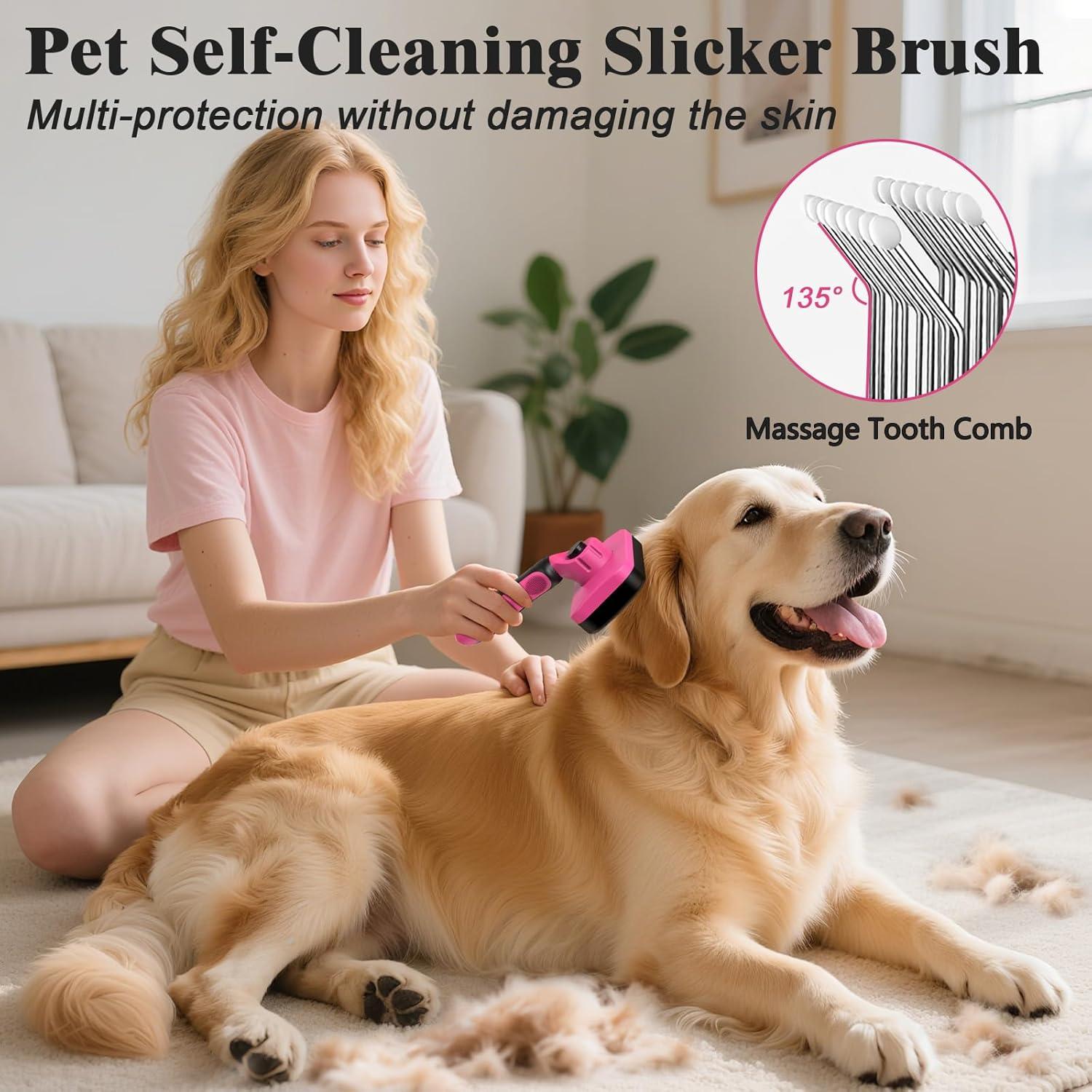 Kit de Aseo para Mascotas KYHSC - Cepillo y Peine Rojo