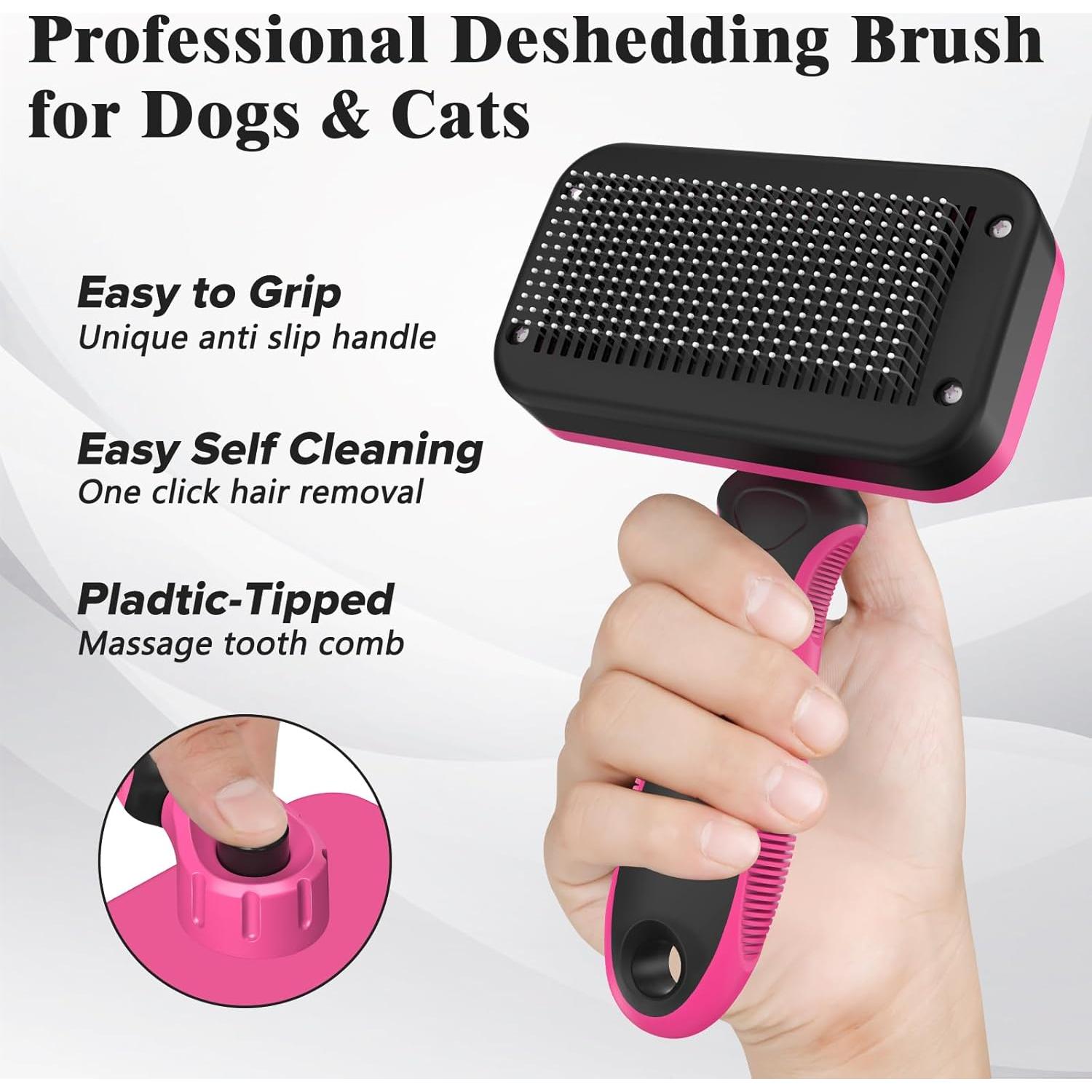 Kit de Aseo para Mascotas KYHSC - Cepillo y Peine Rojo