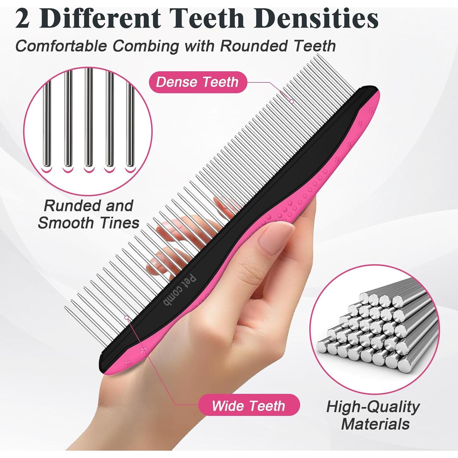 Kit de Aseo para Mascotas KYHSC - Cepillo y Peine Rojo