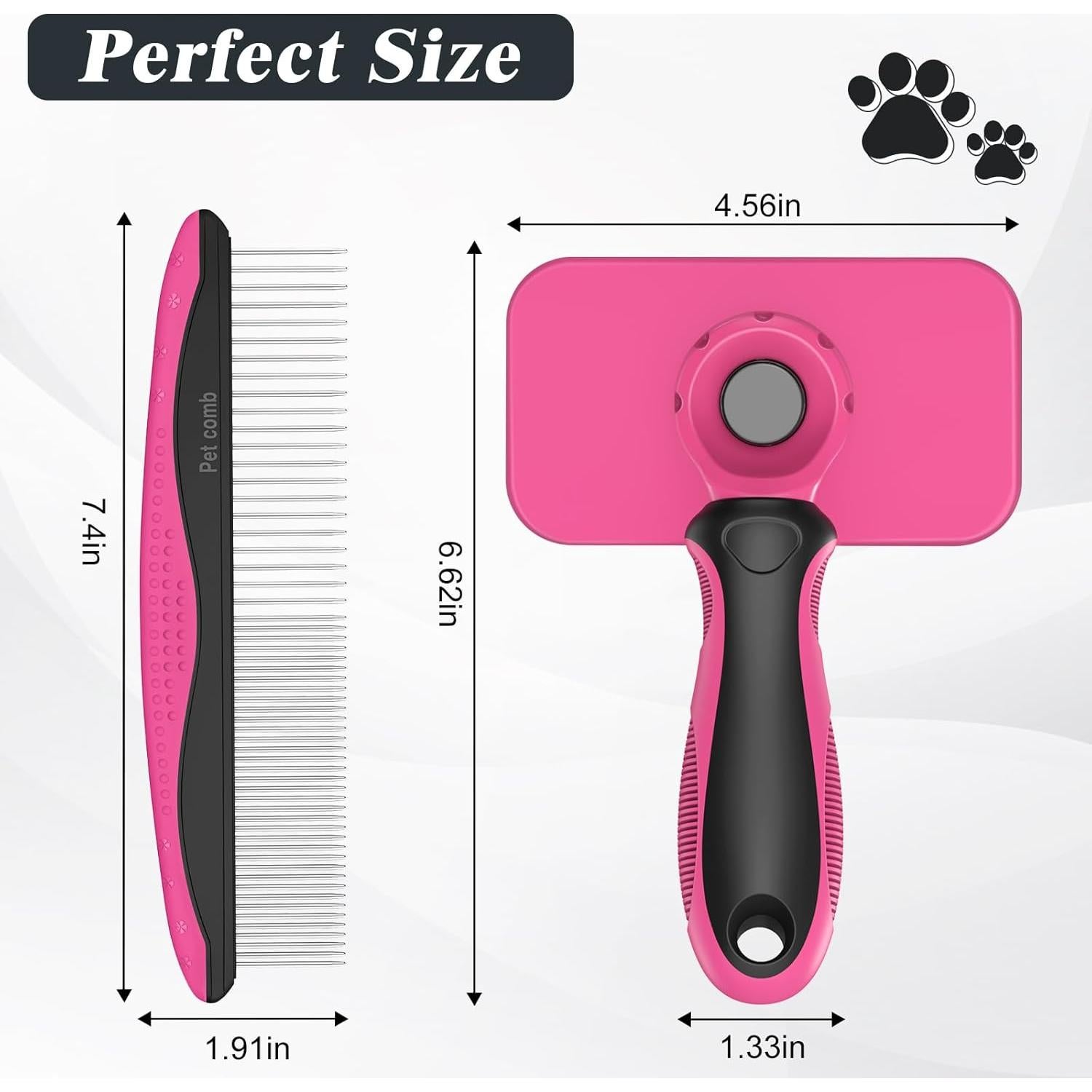 Kit de Aseo para Mascotas KYHSC - Cepillo y Peine Rojo