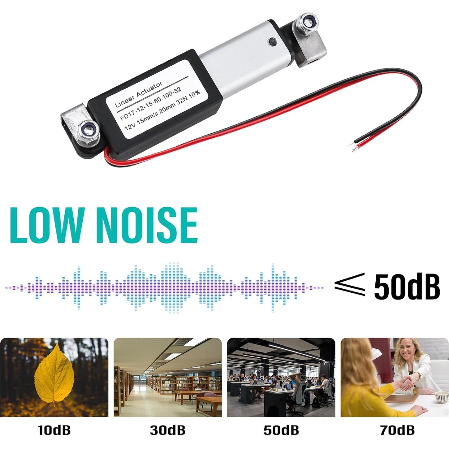 Actuador Lineal Eléctrico NORJIN Mini 12V 20mm 32N