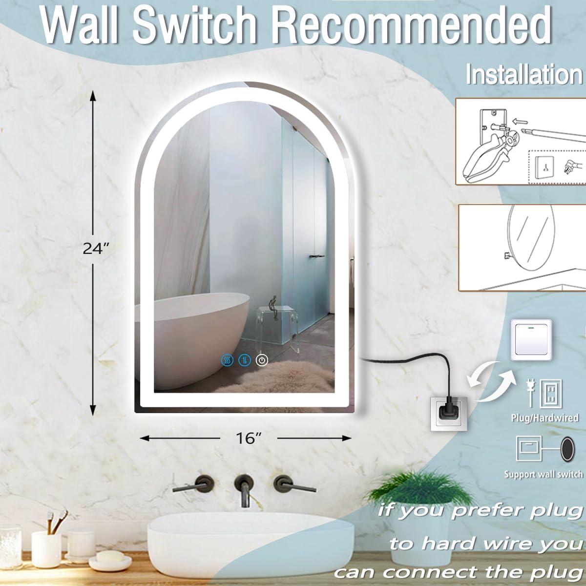 Espejo LED Arco DIDIDADA 61x41 cm Regulable 3 Colores