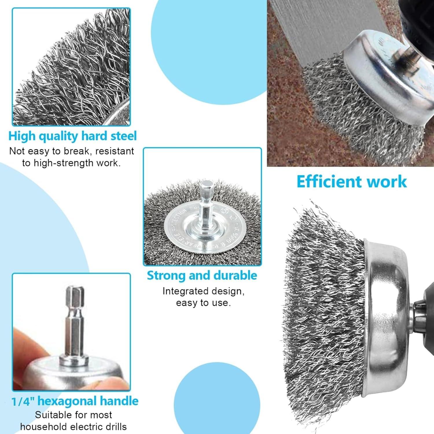 Juego de 7 Cepillos de Alambre Inoxidable Farady para Taladro