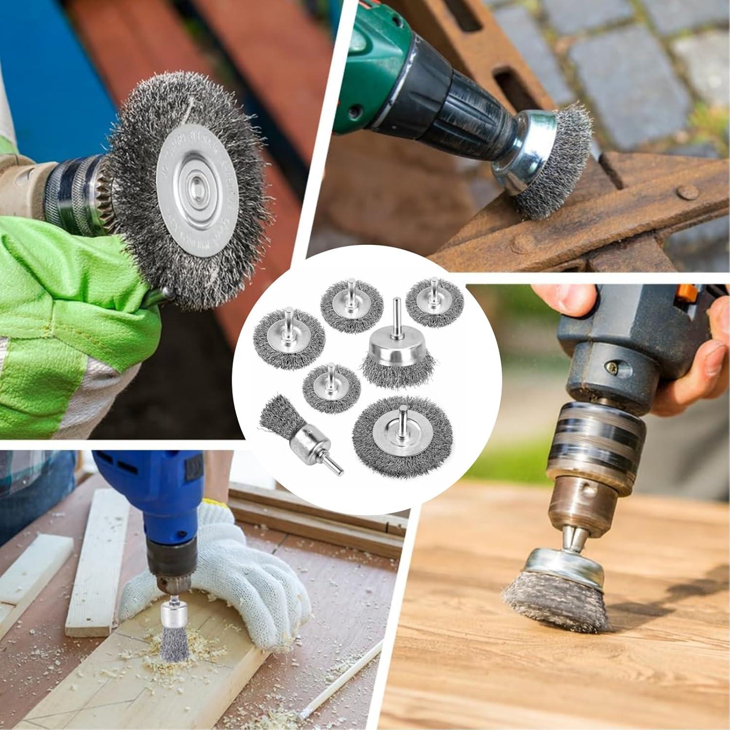 Juego de 7 Cepillos de Alambre Inoxidable Farady para Taladro