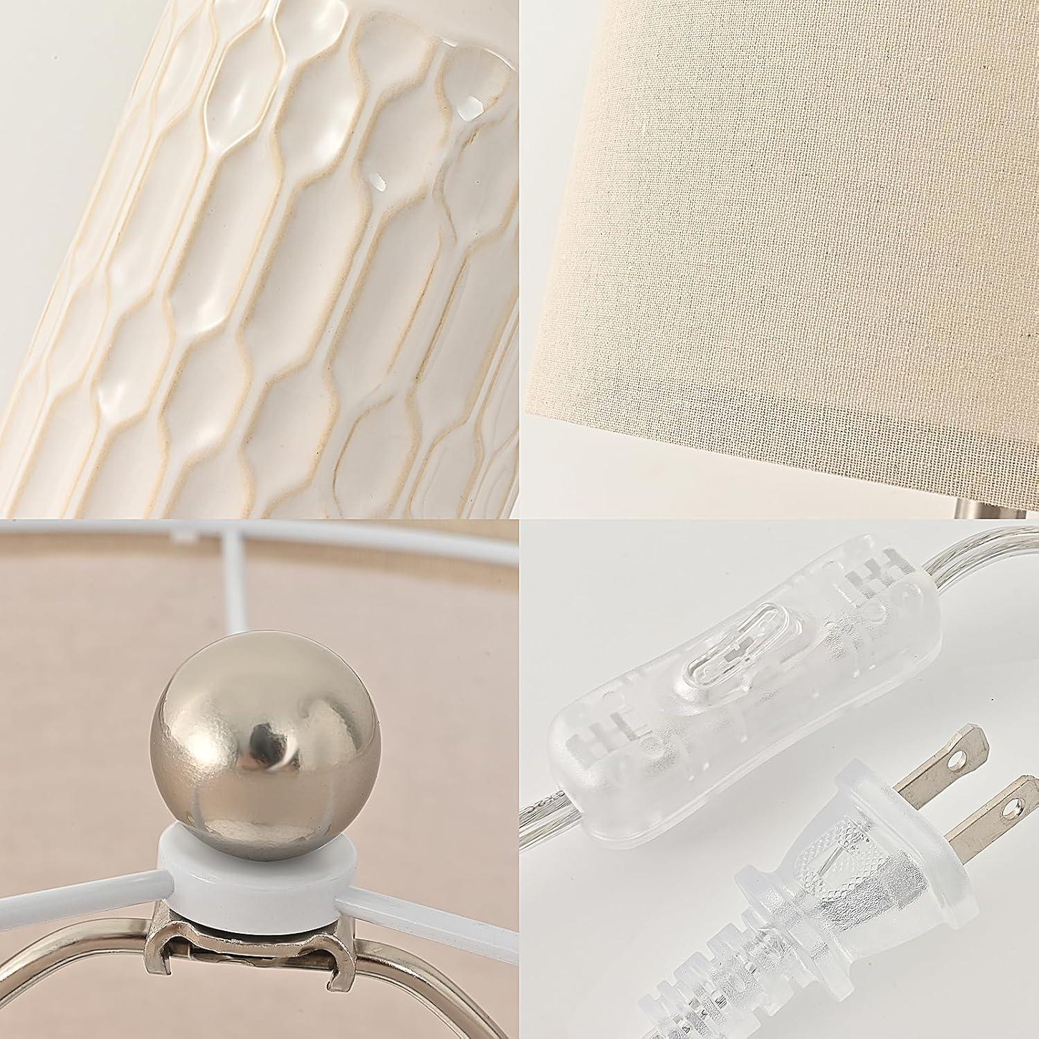 Juego de 2 Lámparas de Mesa Cerámica Blanca 55.88 cm Ea