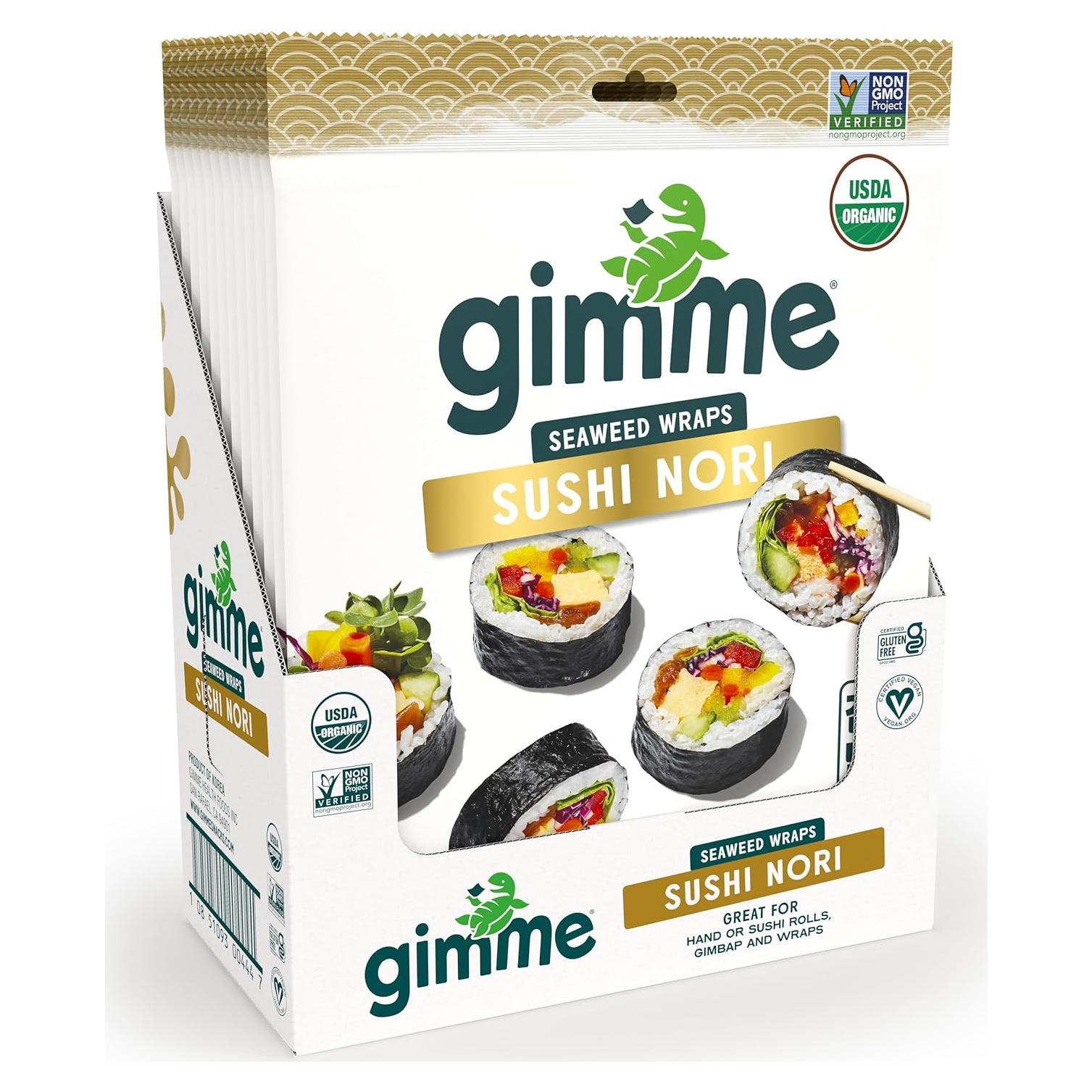 Hojas de Algas Sushi Nori Orgánico gimMe 12 Paquetes 275.7g
