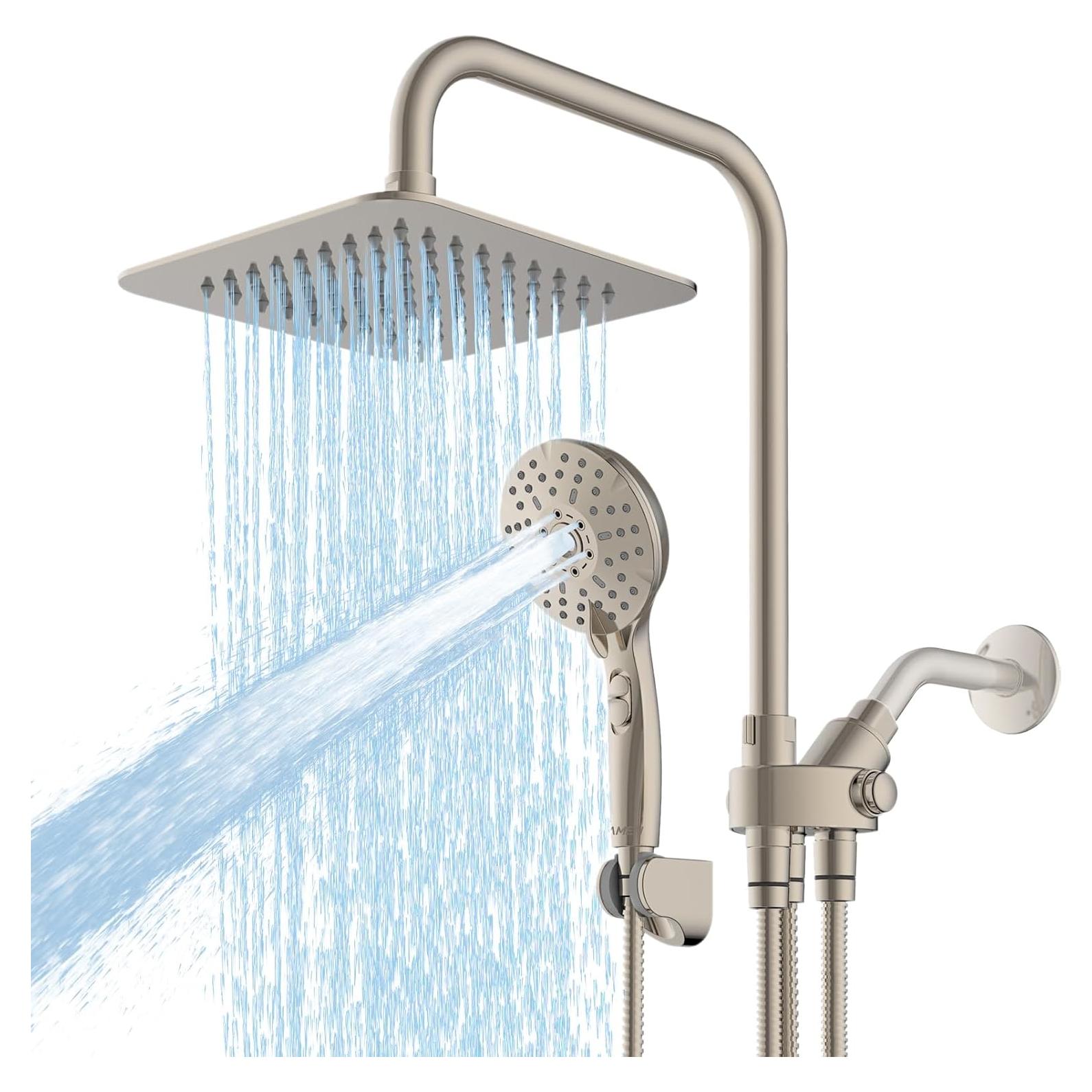 Combo Ducha Doble Ryamen 20.32 cm Lluvia y Mano Ajustable