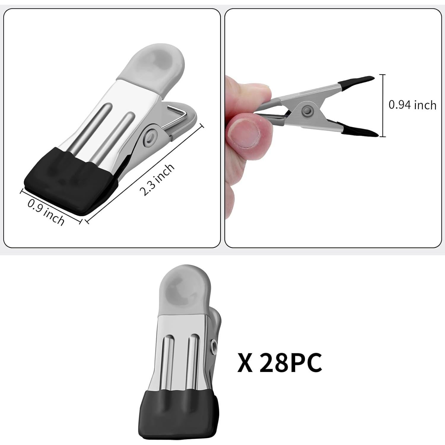 Pinzas de Ropa Negras Tinfol, Paquete de 28 Mini Clips 5.8 cm