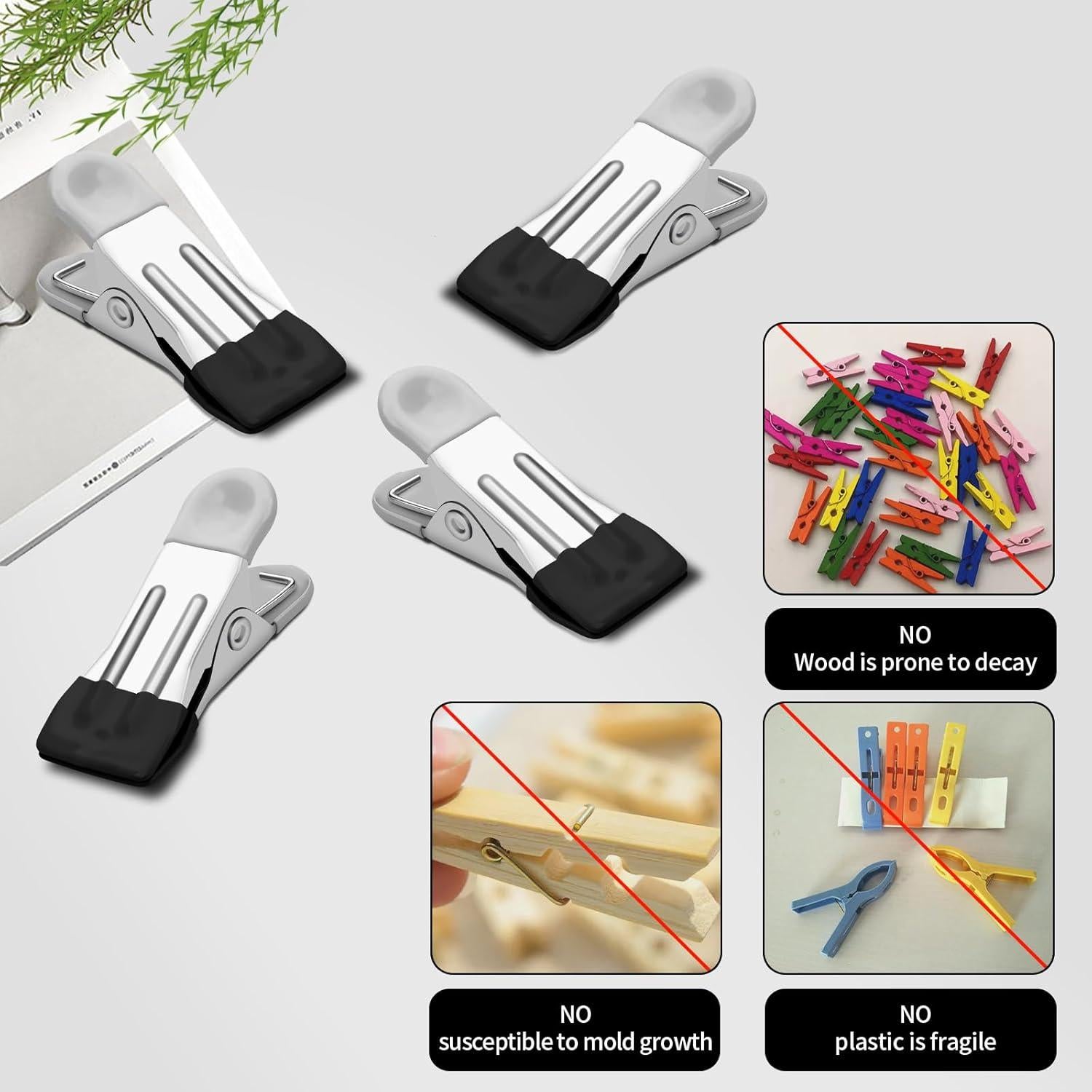 Pinzas de Ropa Negras Tinfol, Paquete de 28 Mini Clips 5.8 cm