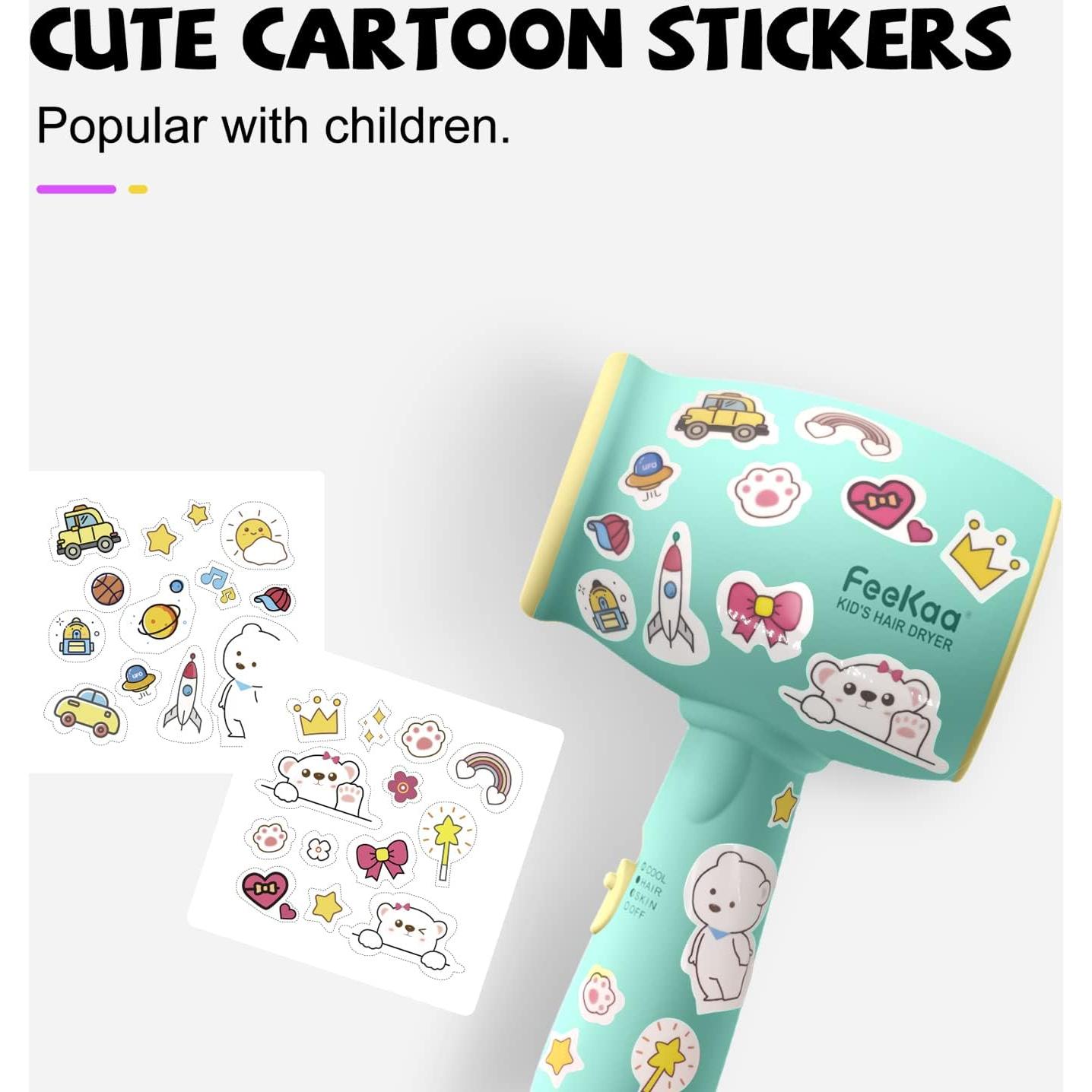 Secador de Pelo para Niños Feekaa 500W, Calor Suave y Bajo Ruido