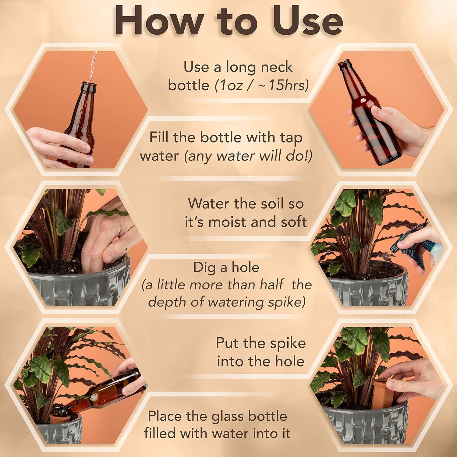 Paquete de 6 Picos de Riego Upforesy Terracota 20cm