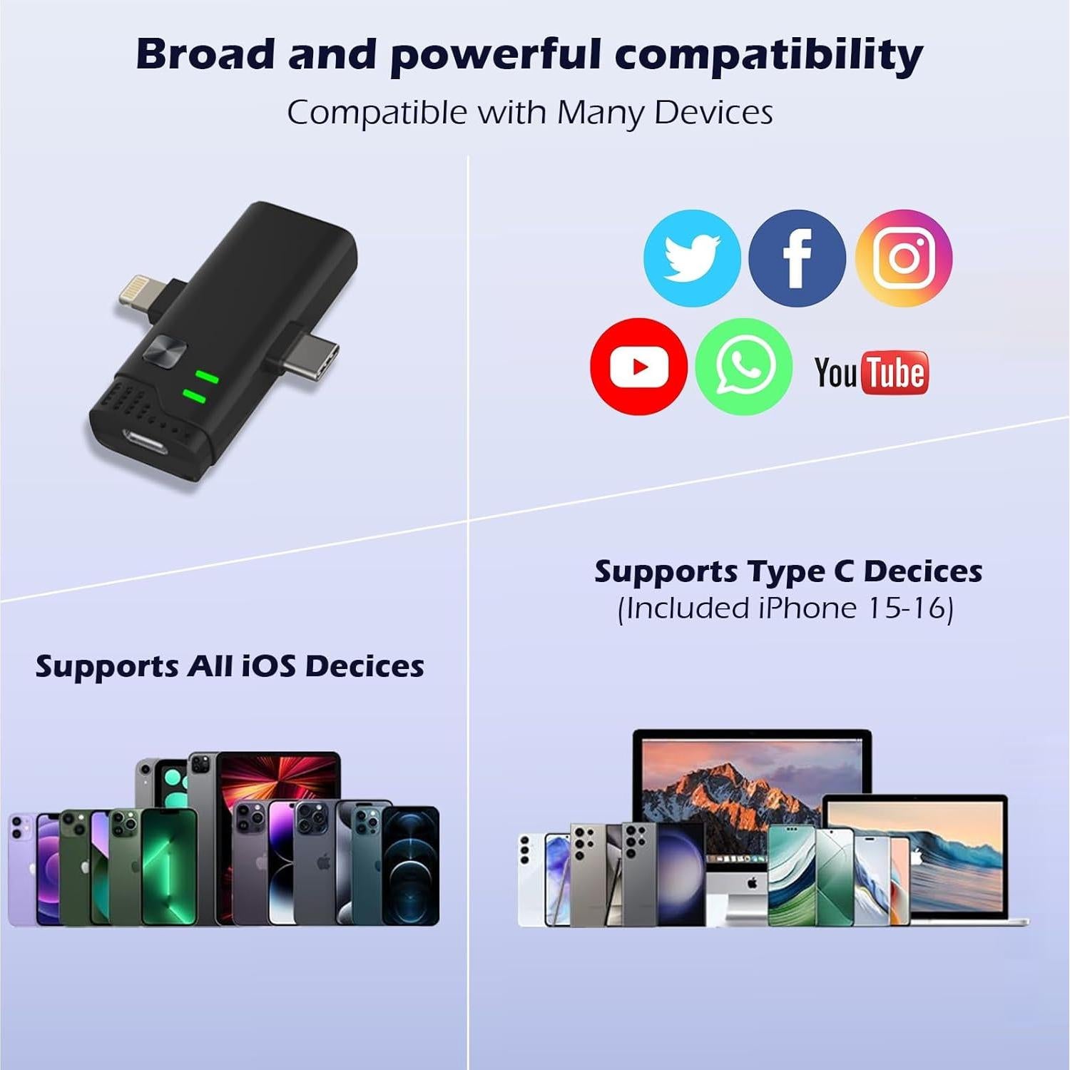 Micrófono Lavalier Inalámbrico Pebuwet WM870 40H Batería