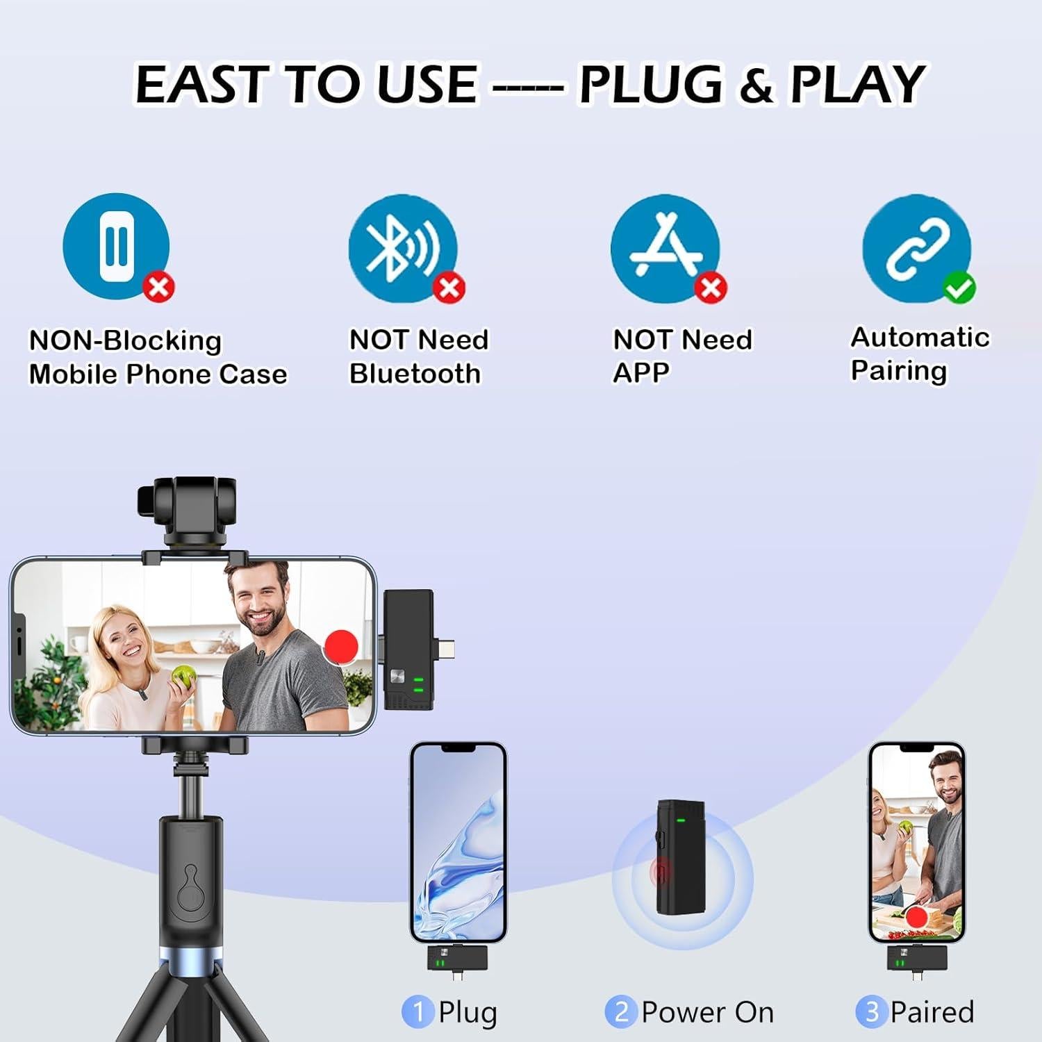 Micrófono Lavalier Inalámbrico Pebuwet WM870 40H Batería