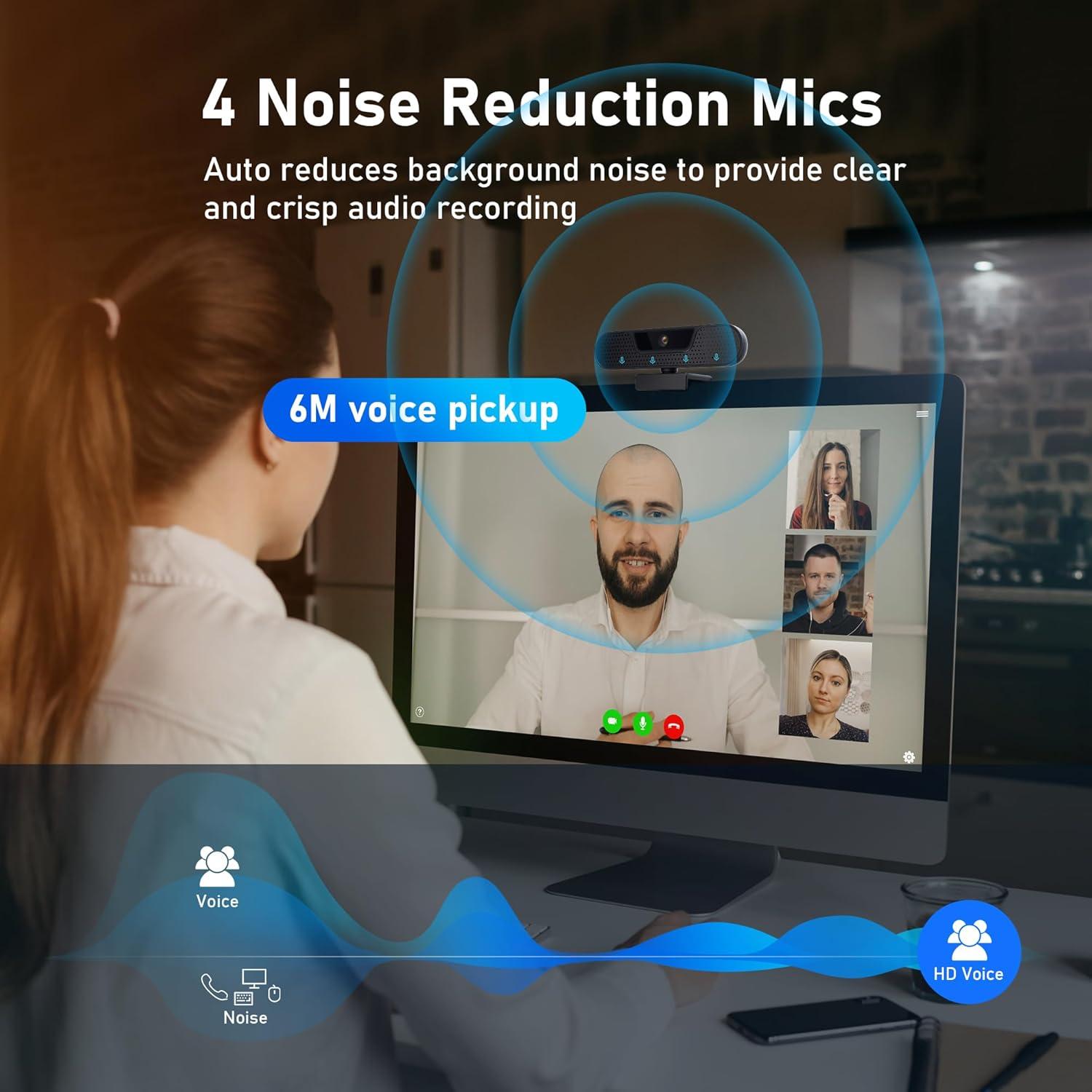 Cámara Web VIZOLINK W2G 1080P 60FPS con Micrófonos y Trípode