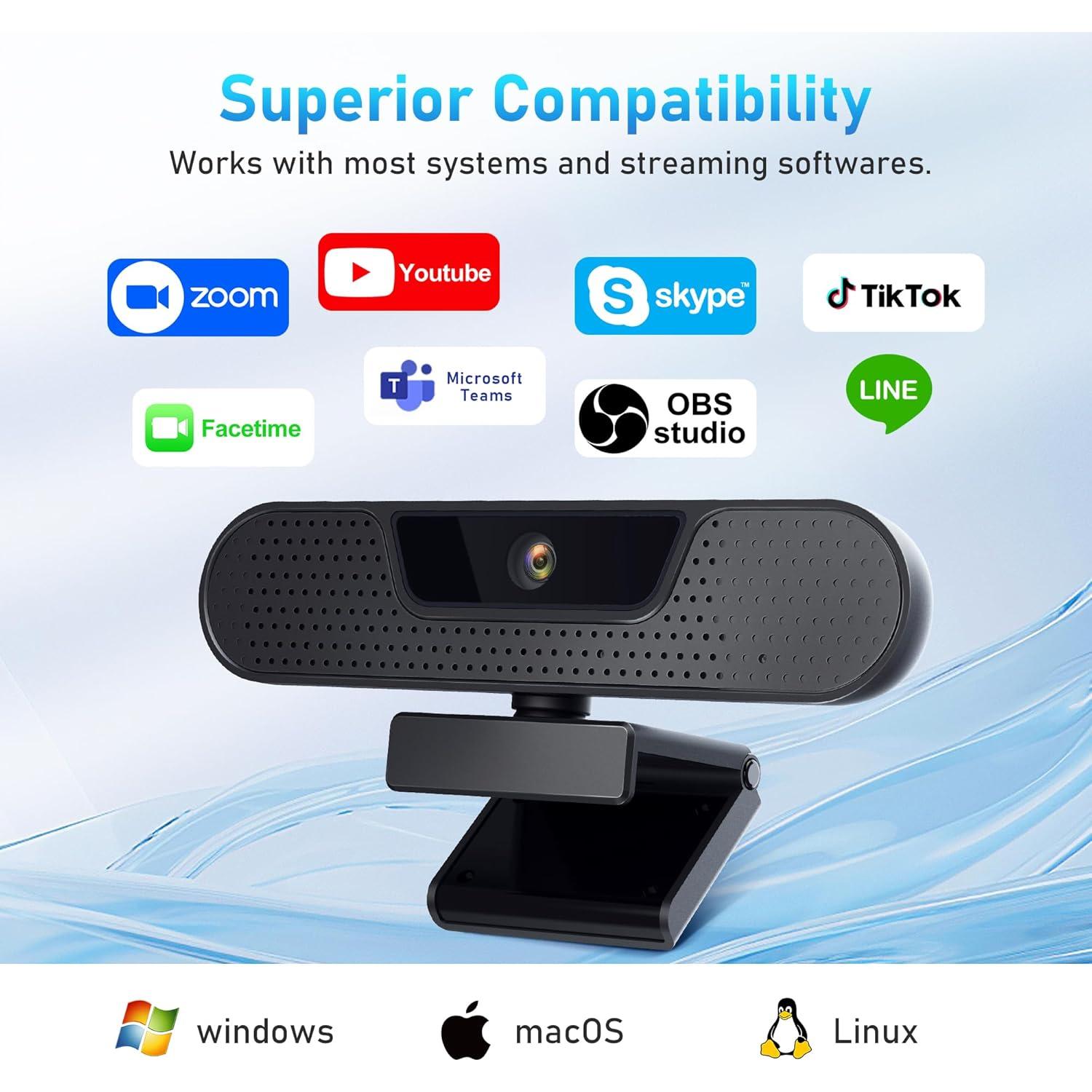 Cámara Web VIZOLINK W2G 1080P 60FPS con Micrófonos y Trípode