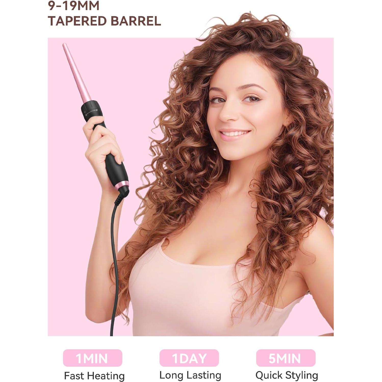 Varita de Rizado Cónica LANDOT 9-19mm Profesional con Accesorios