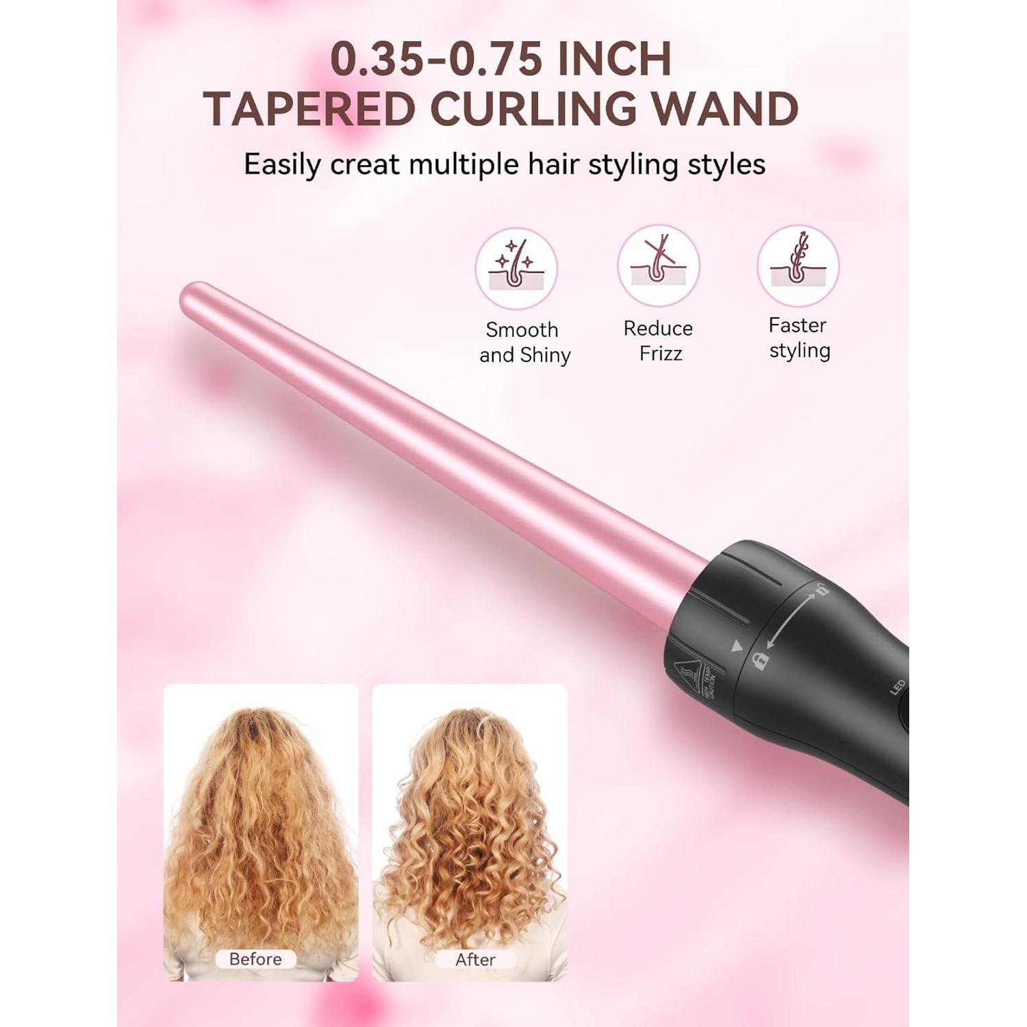 Varita de Rizado Cónica LANDOT 9-19mm Profesional con Accesorios