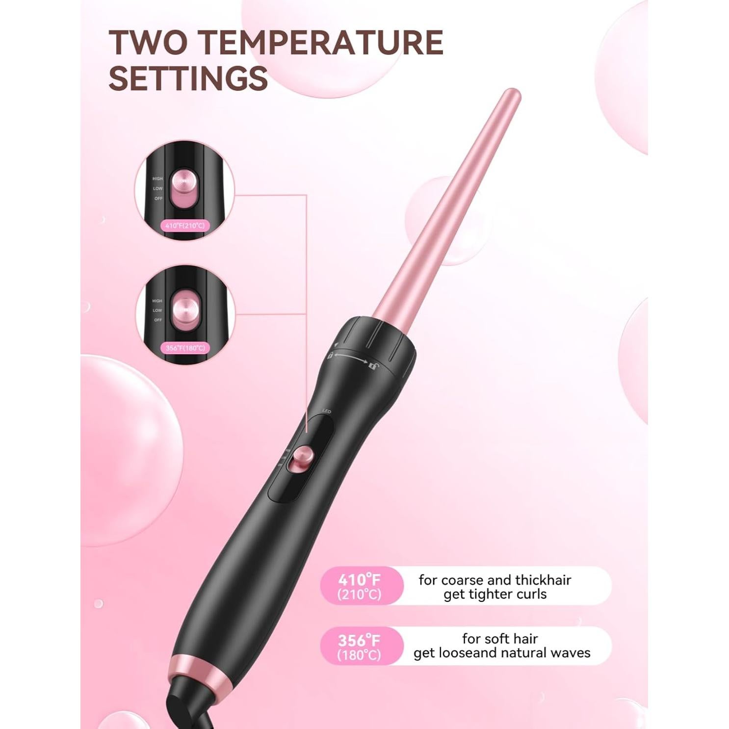 Varita de Rizado Cónica LANDOT 9-19mm Profesional con Accesorios