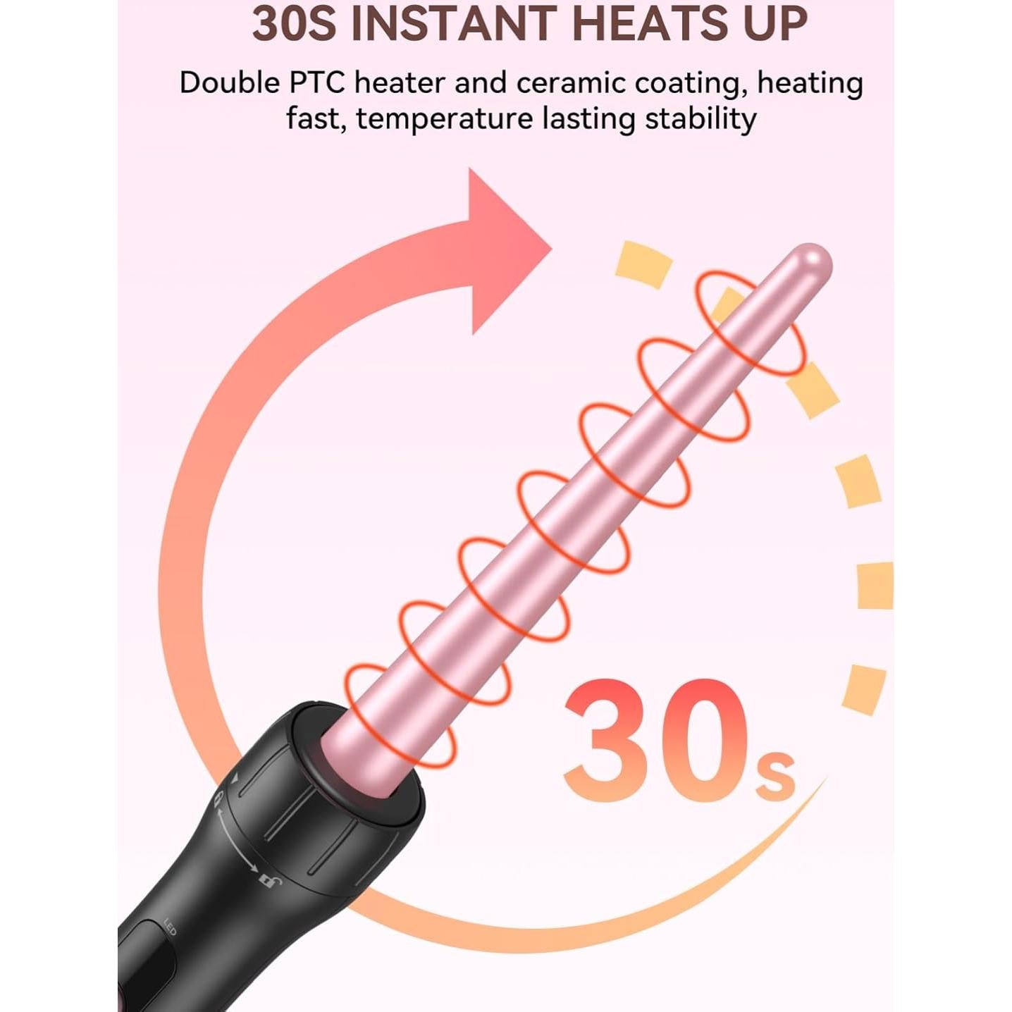 Varita de Rizado Cónica LANDOT 9-19mm Profesional con Accesorios