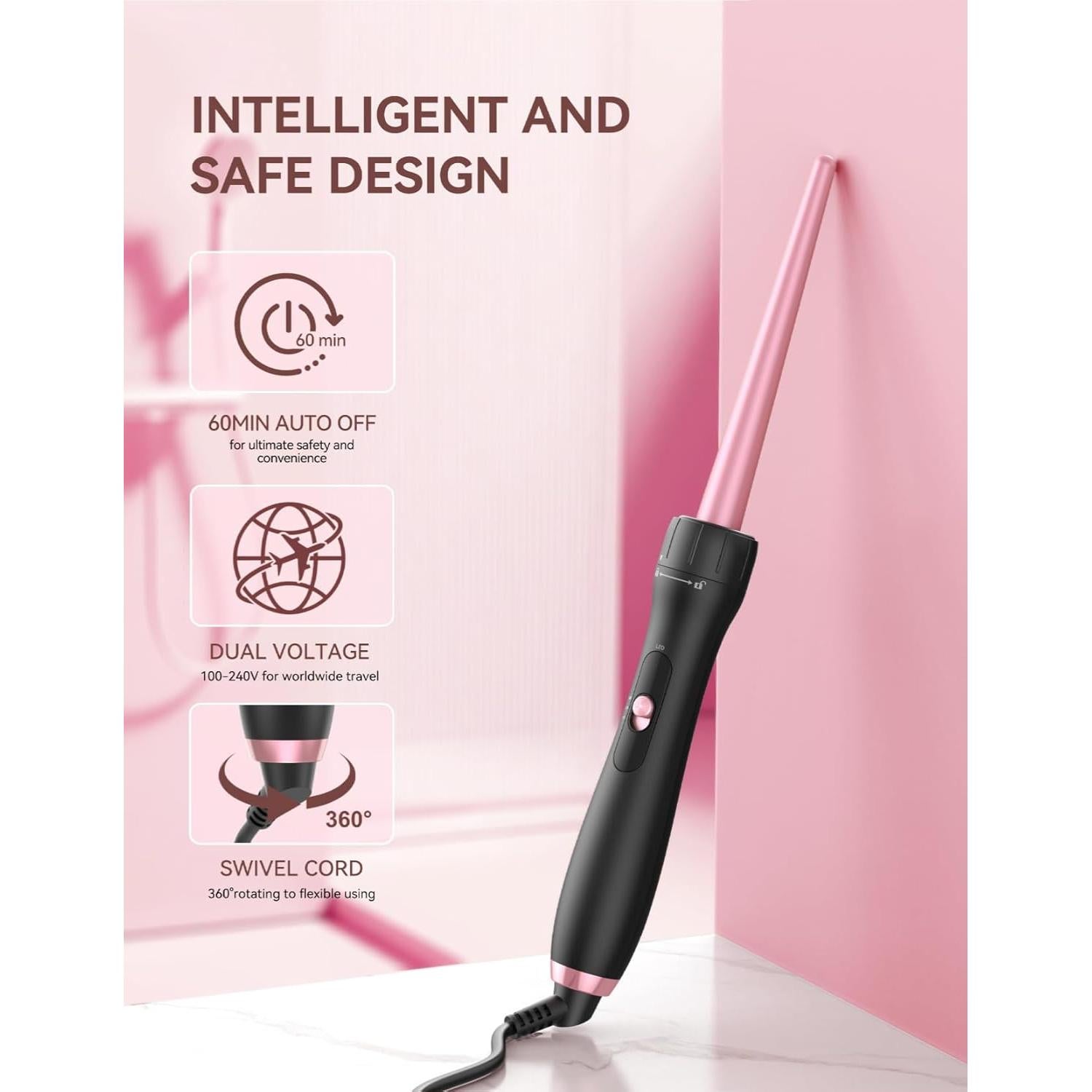 Varita de Rizado Cónica LANDOT 9-19mm Profesional con Accesorios