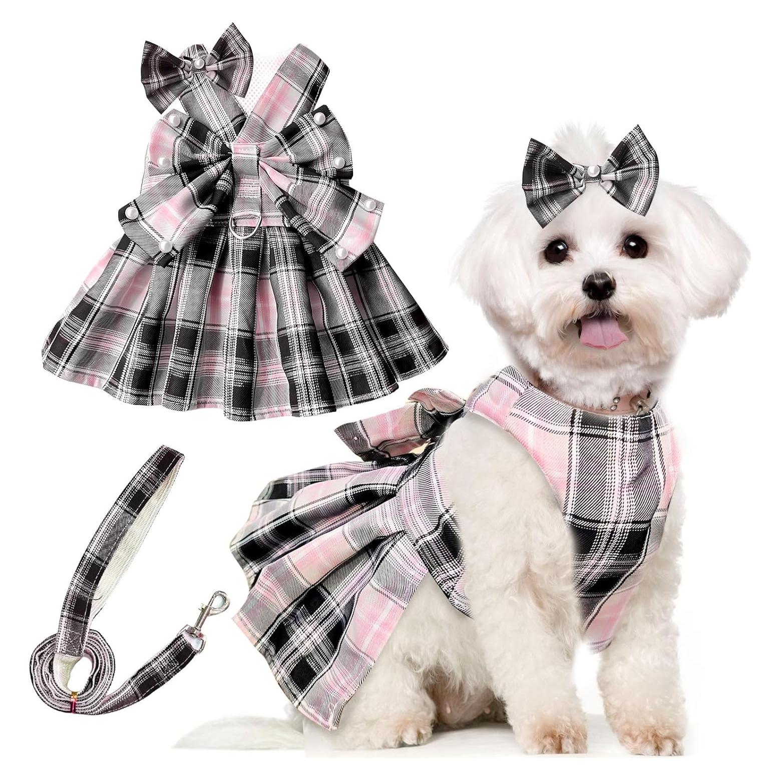 Vestido para Perros PETCARE Rosa con Correa y Lazo
