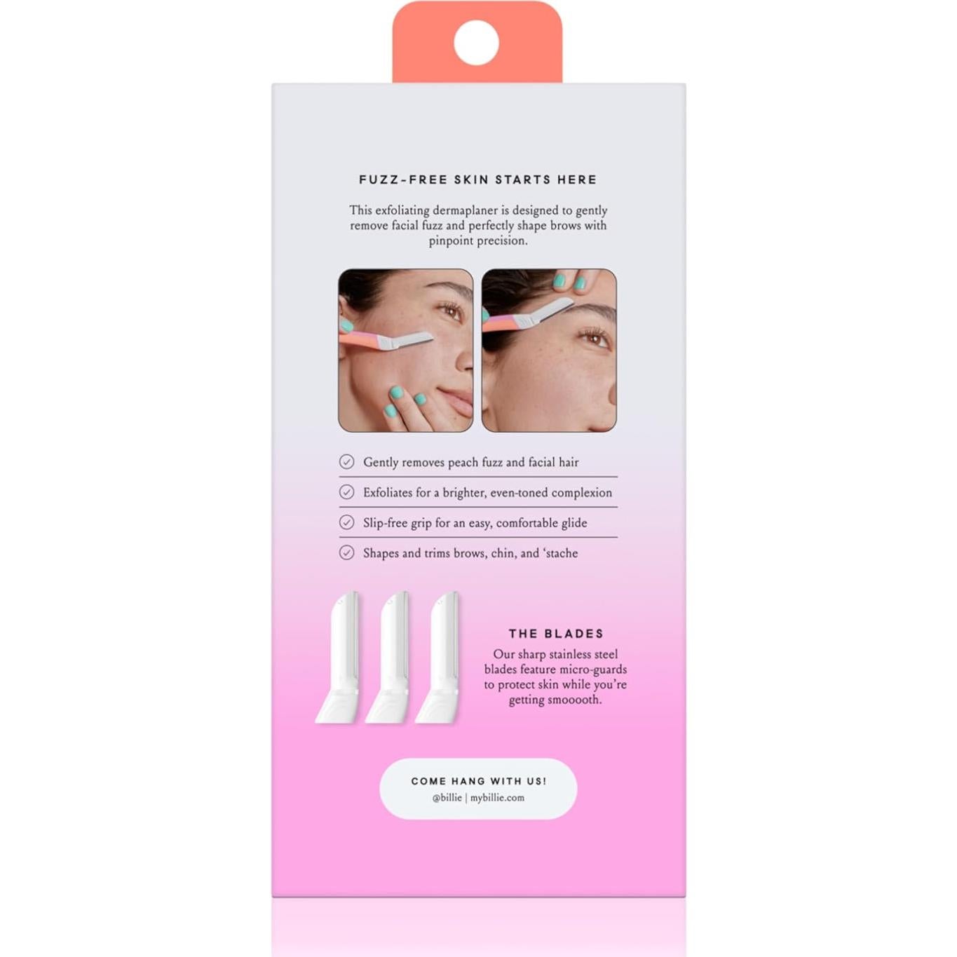 Kit de Dermaplaning Billie - Mango Reutilizable + 3 Cuchillas