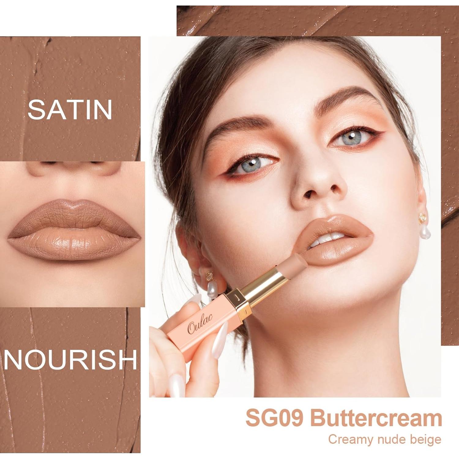 Set de Labiales Satinados Oulac 4g - Hidratante y Vegano